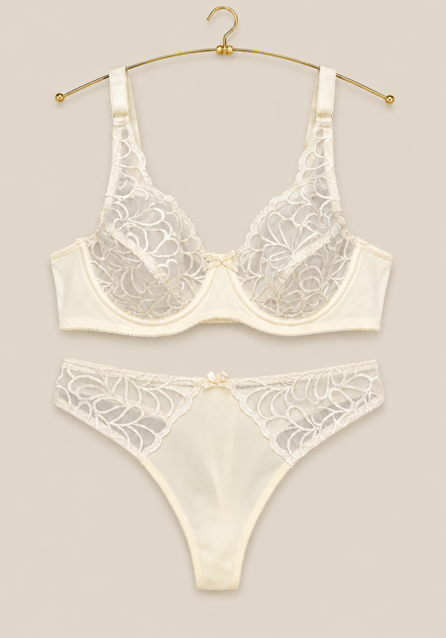 Bridal Bra Set: Full Dantel Cup Bra And Panty With Dantel Detail