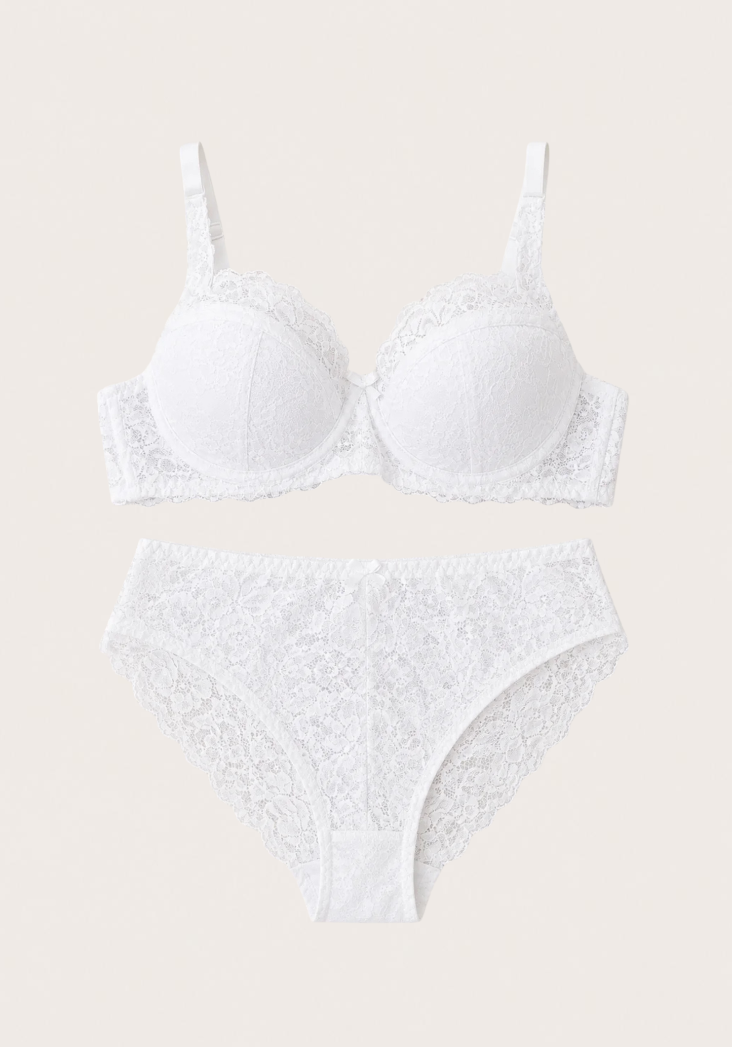 Bra Set: Half Padded Lace Bra With Panty