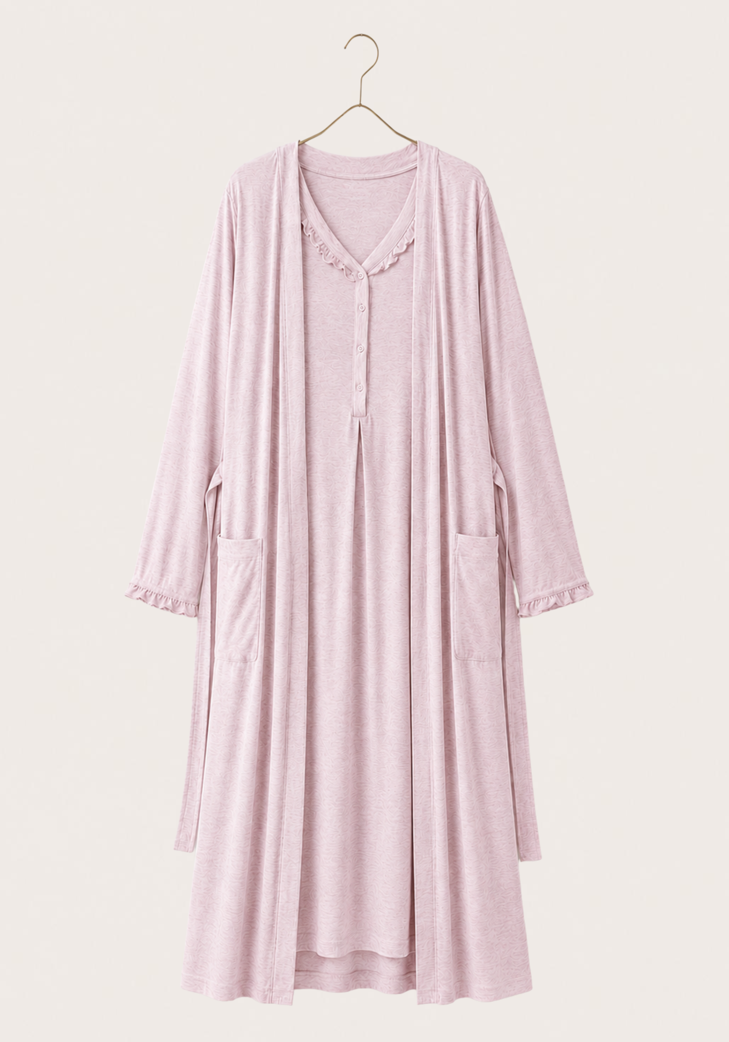 Maternal 2 Piece Long Robe And Nightgown Set