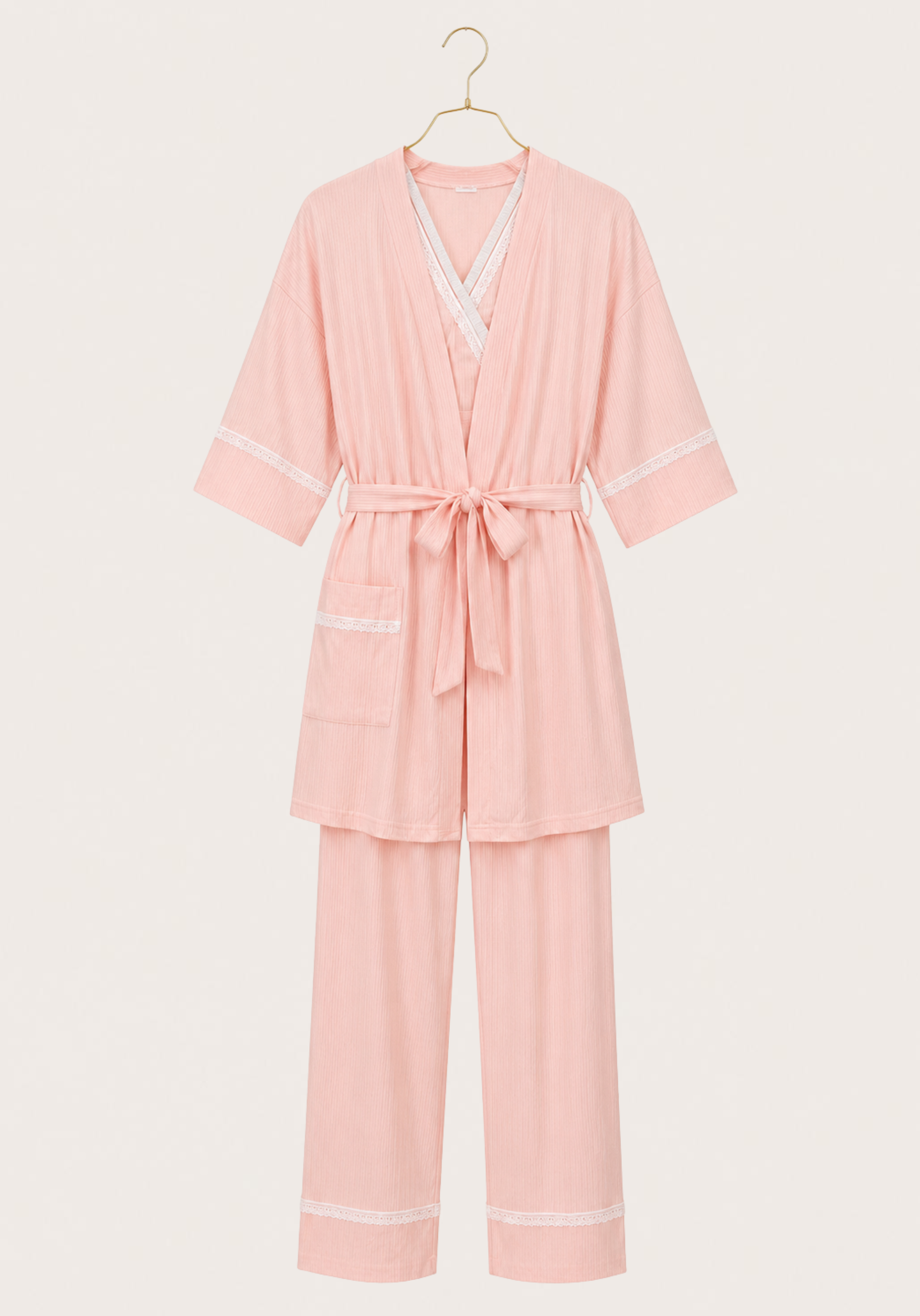 Maternal 3 Pieces Set: Pajamas With Long Robe