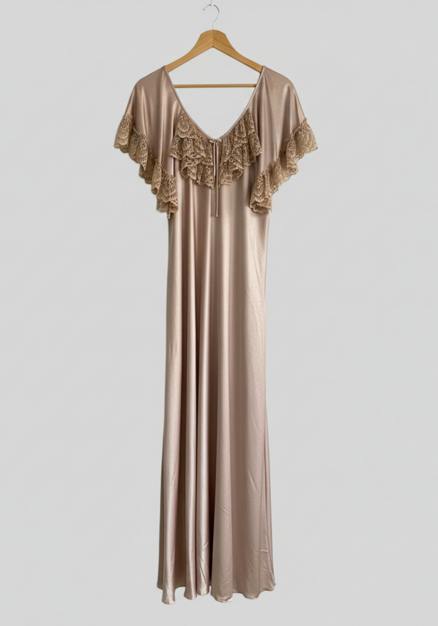 Satin Long Nighty With Dantel