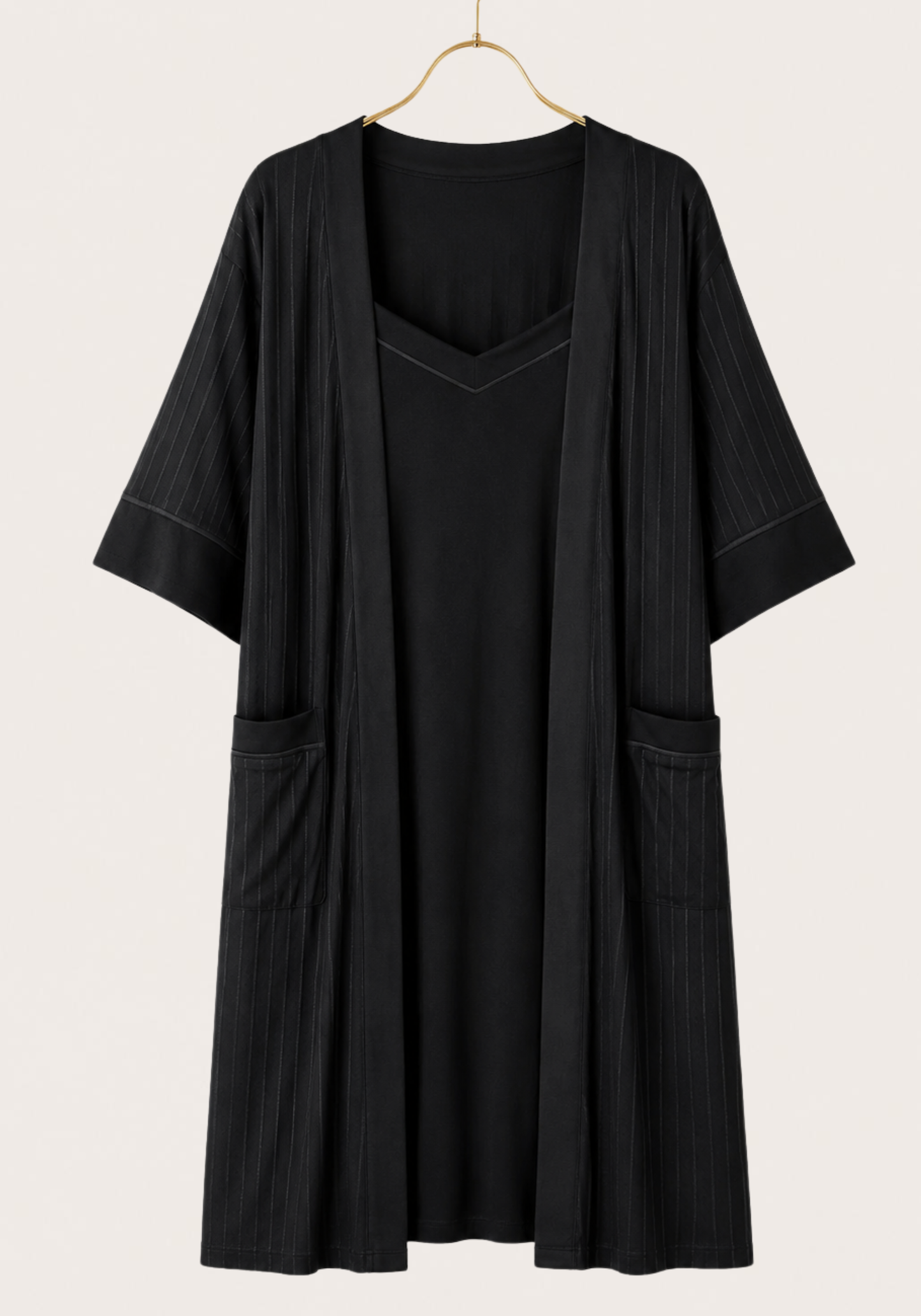 Maternal 2 Pieces Jakar Striped Robe And Nighty Set