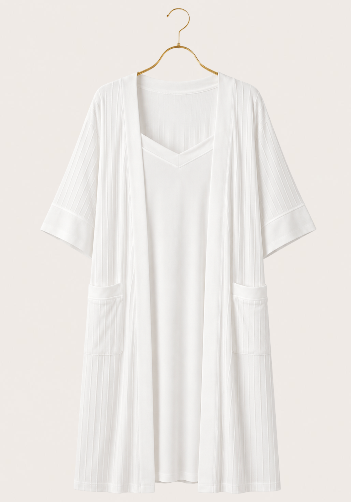 Maternal 2 Pieces Jakar Striped Robe And Nighty Set