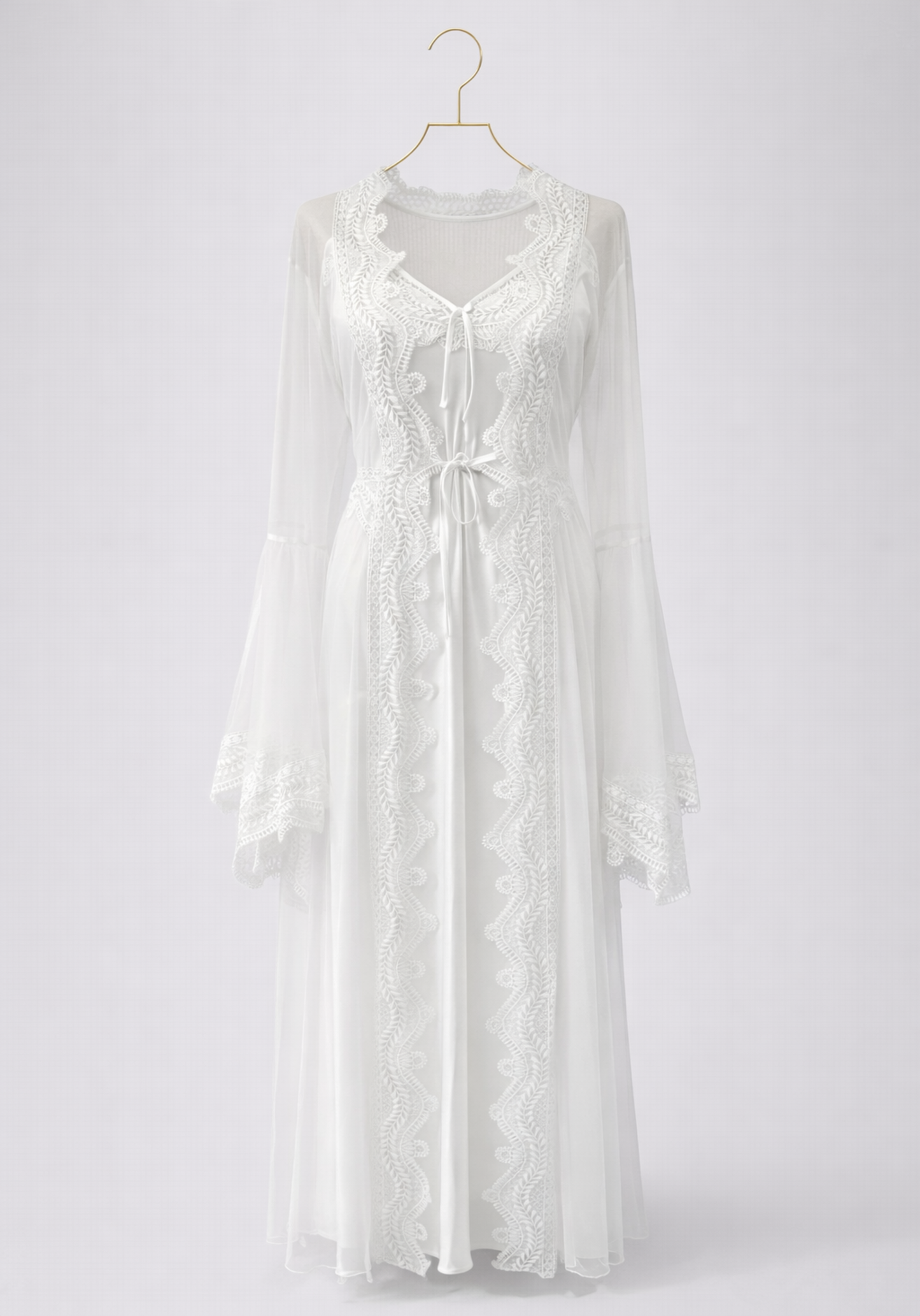 Bridal Schiffon Satin Long Robe Set