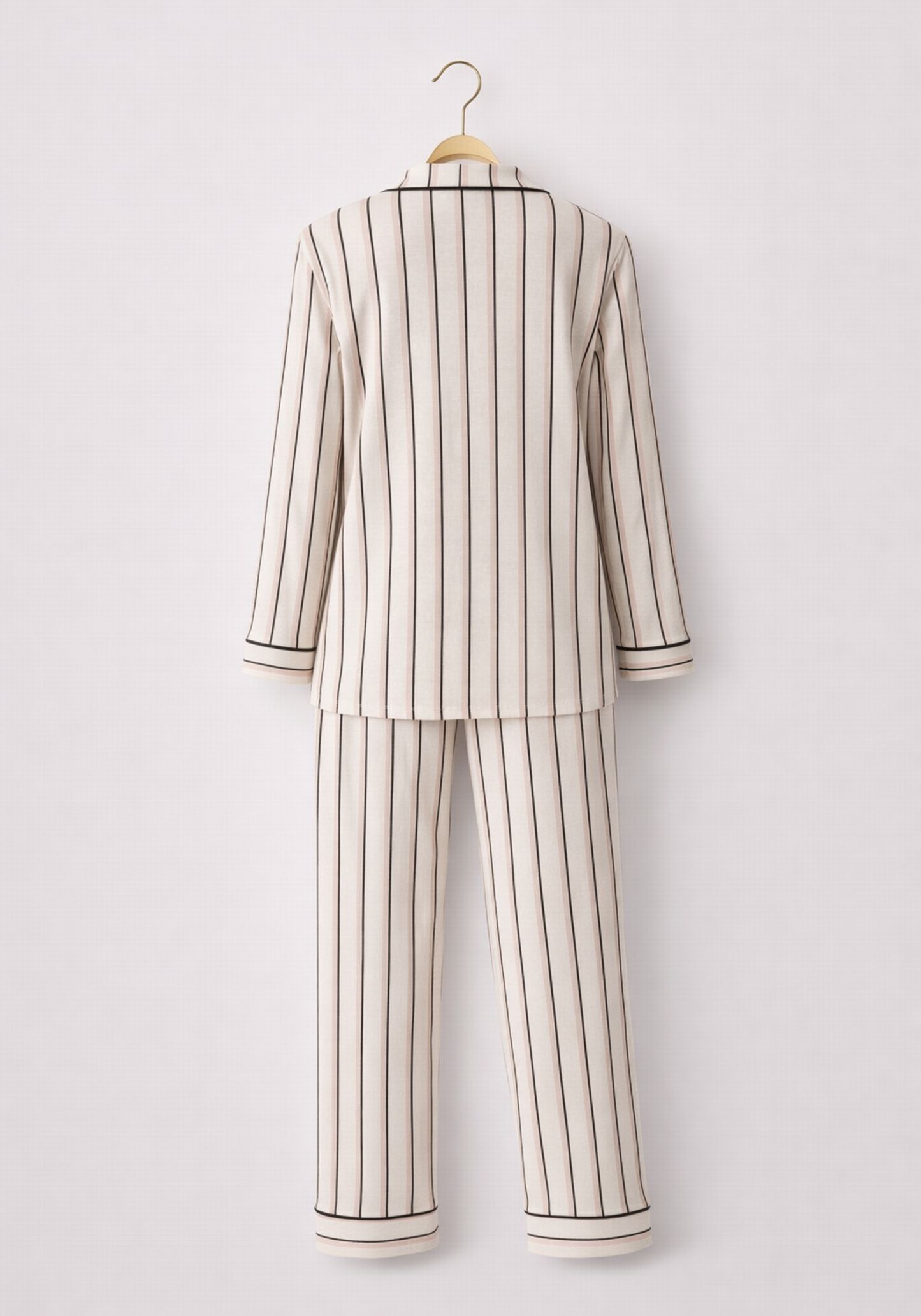 Collar Button Long Sleeve Striped Pajamas