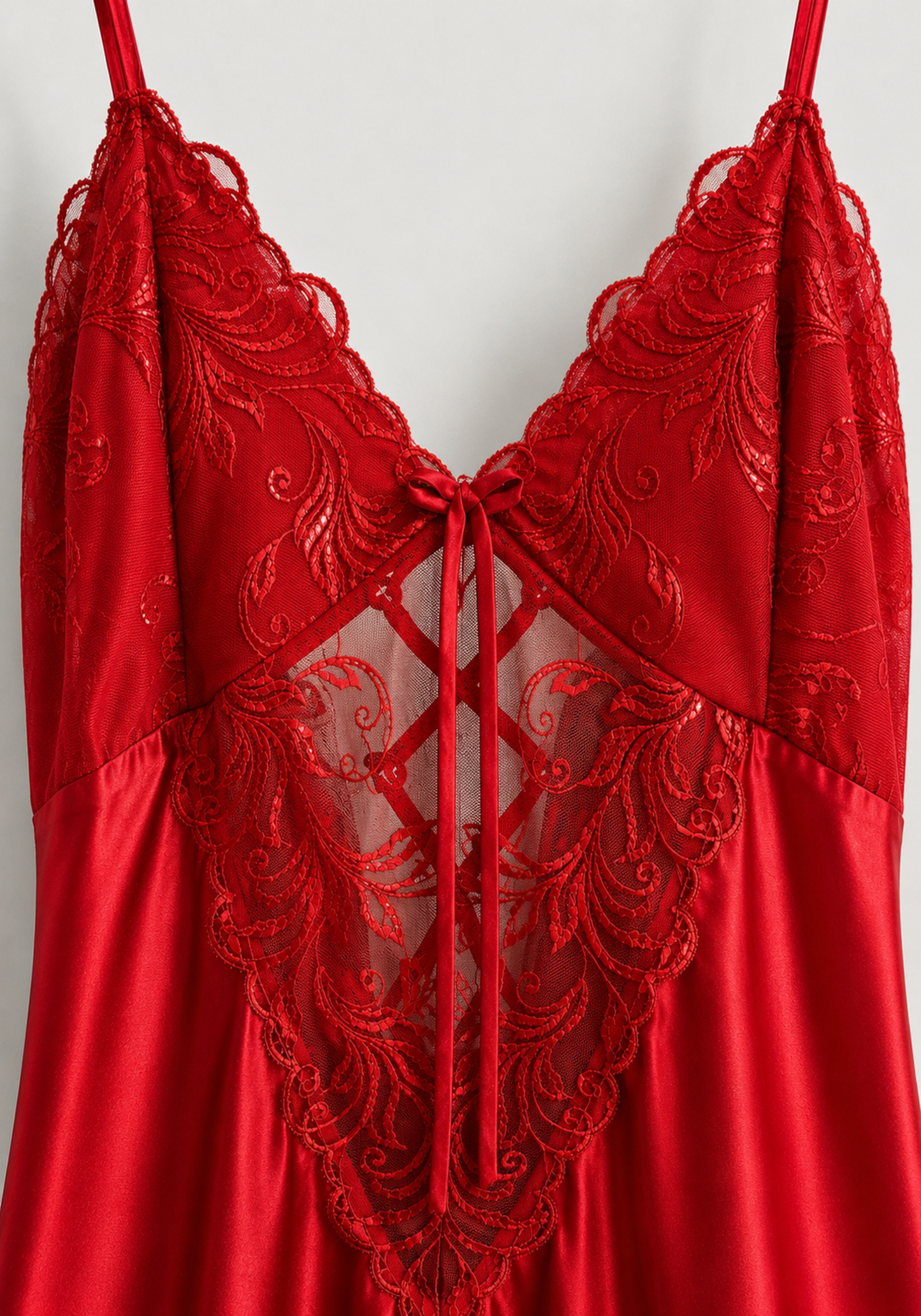 Long Night Gown: Shoulder Strap Satin Long Nighty With Toulle Detail