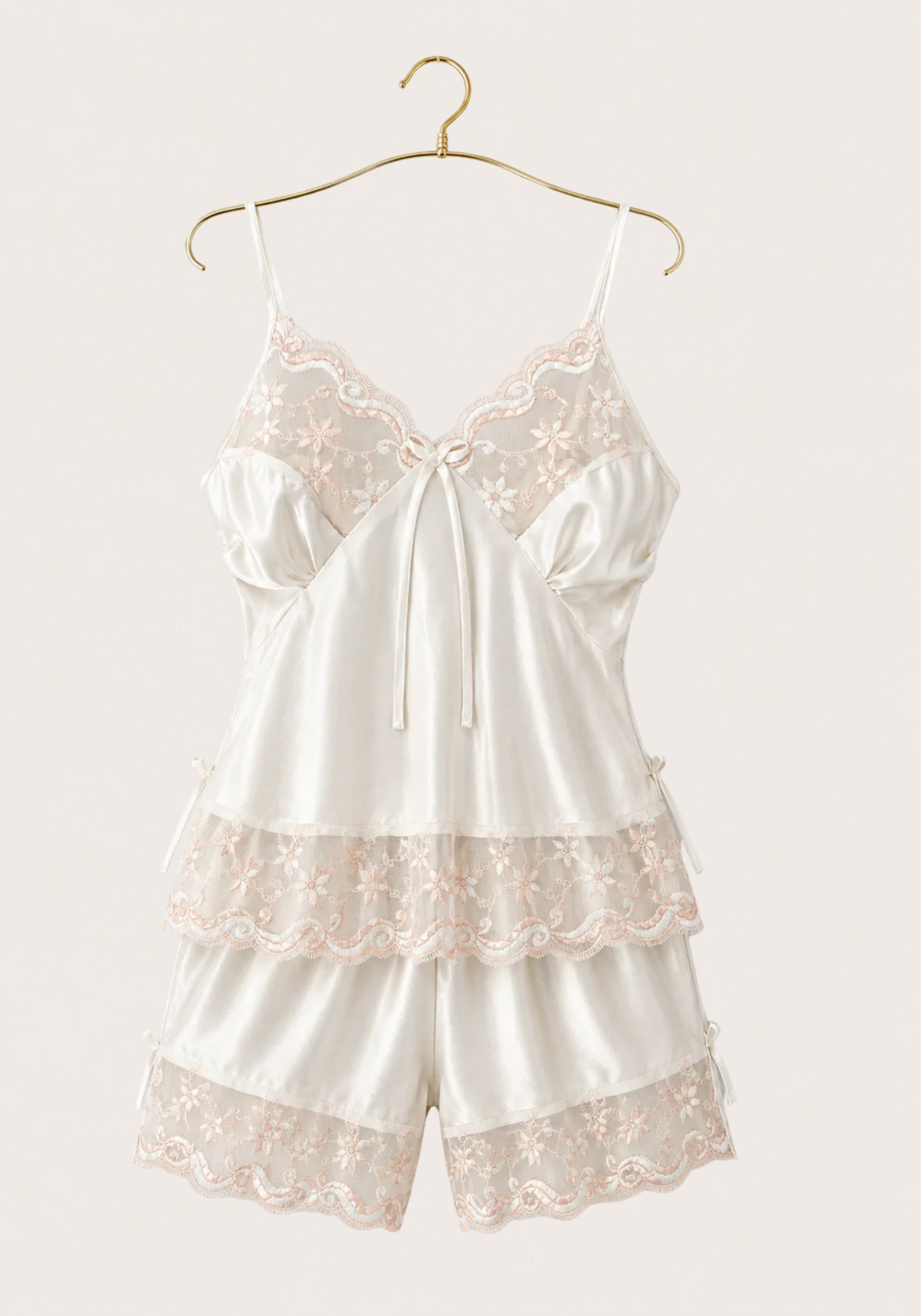 Cami Short Set: Shoulder Strap Satin Cami And Short Set