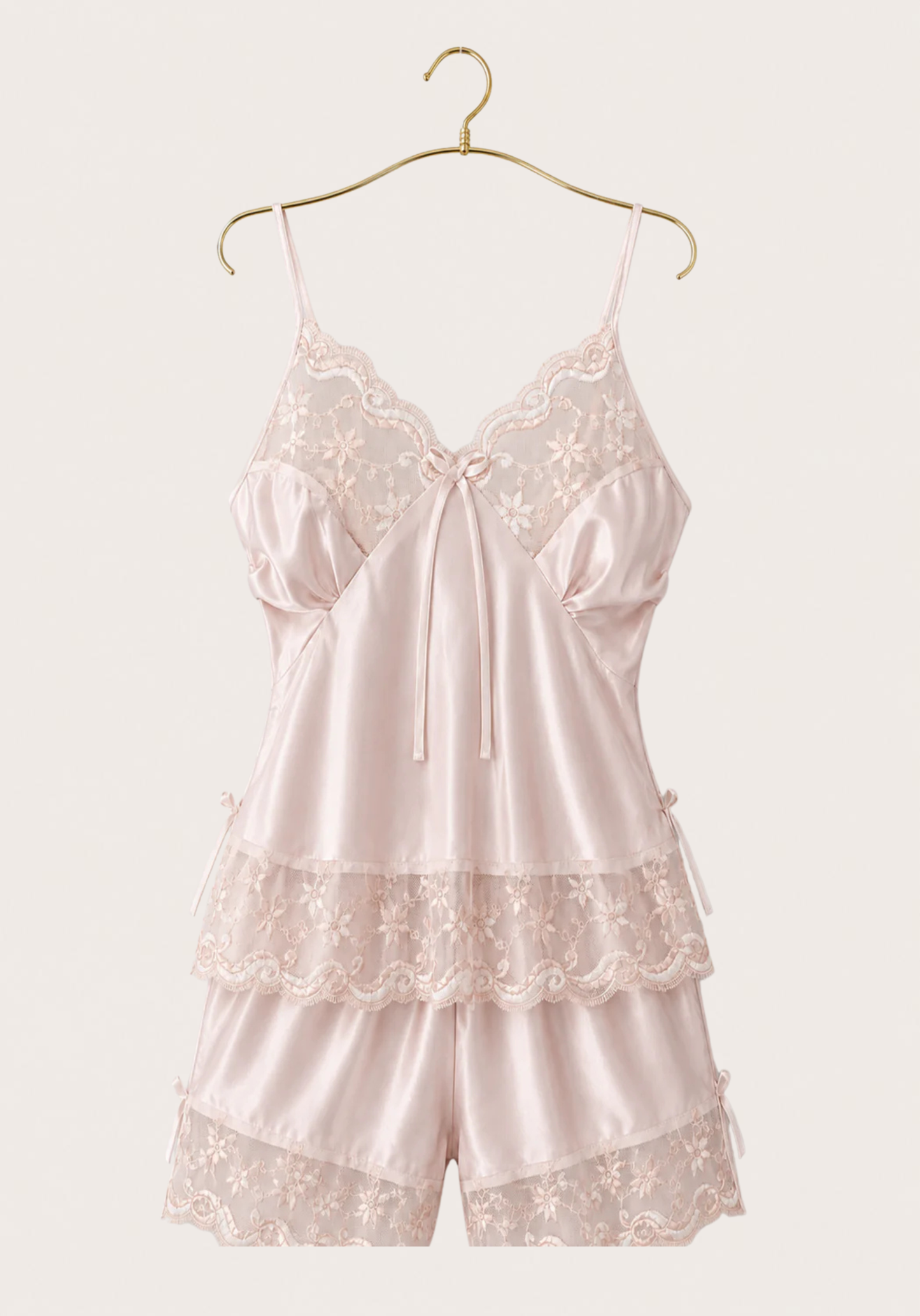 Cami Short Set: Shoulder Strap Satin Cami And Short Set
