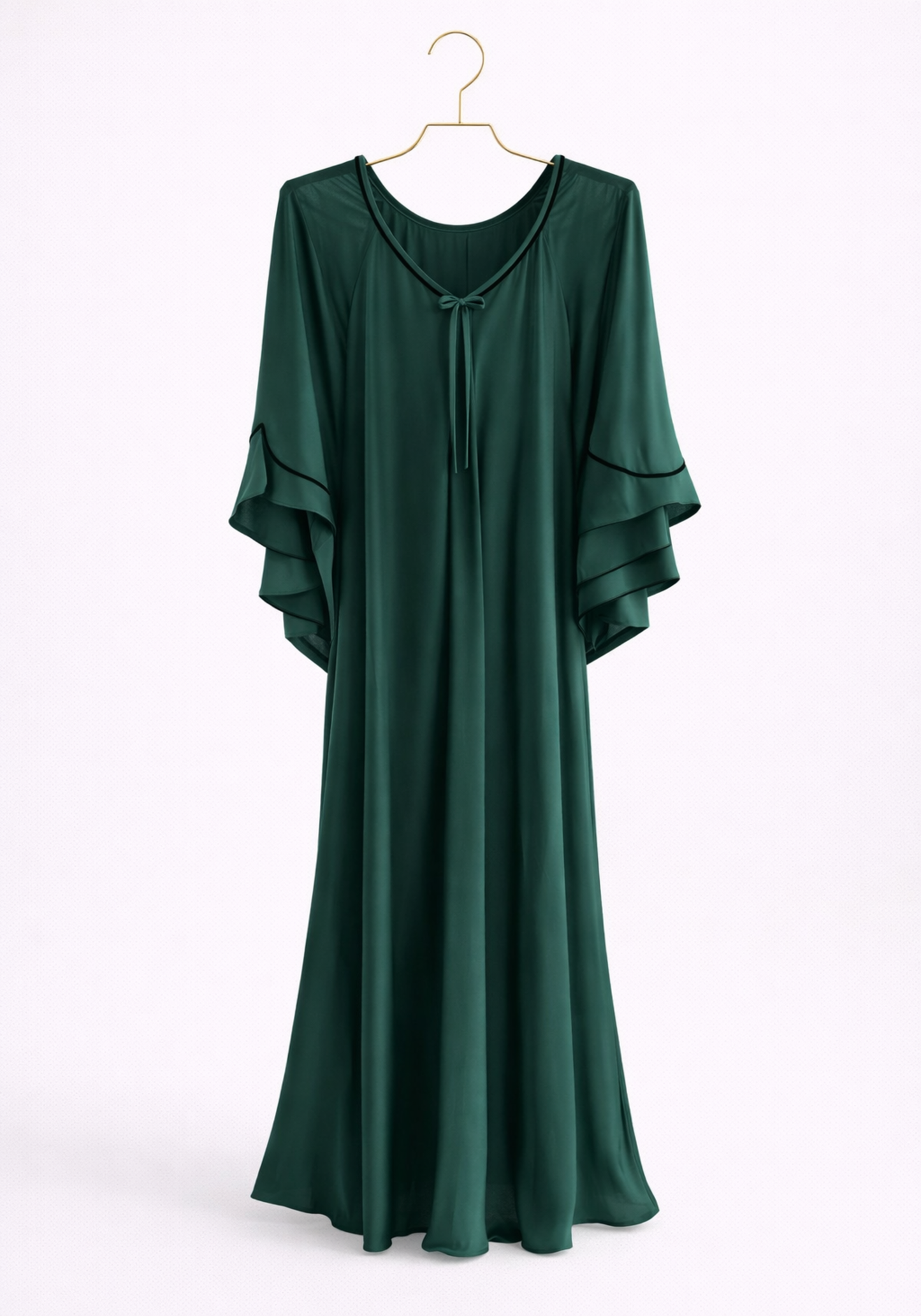 Satin Long Nighty With Schiffon Sleeves