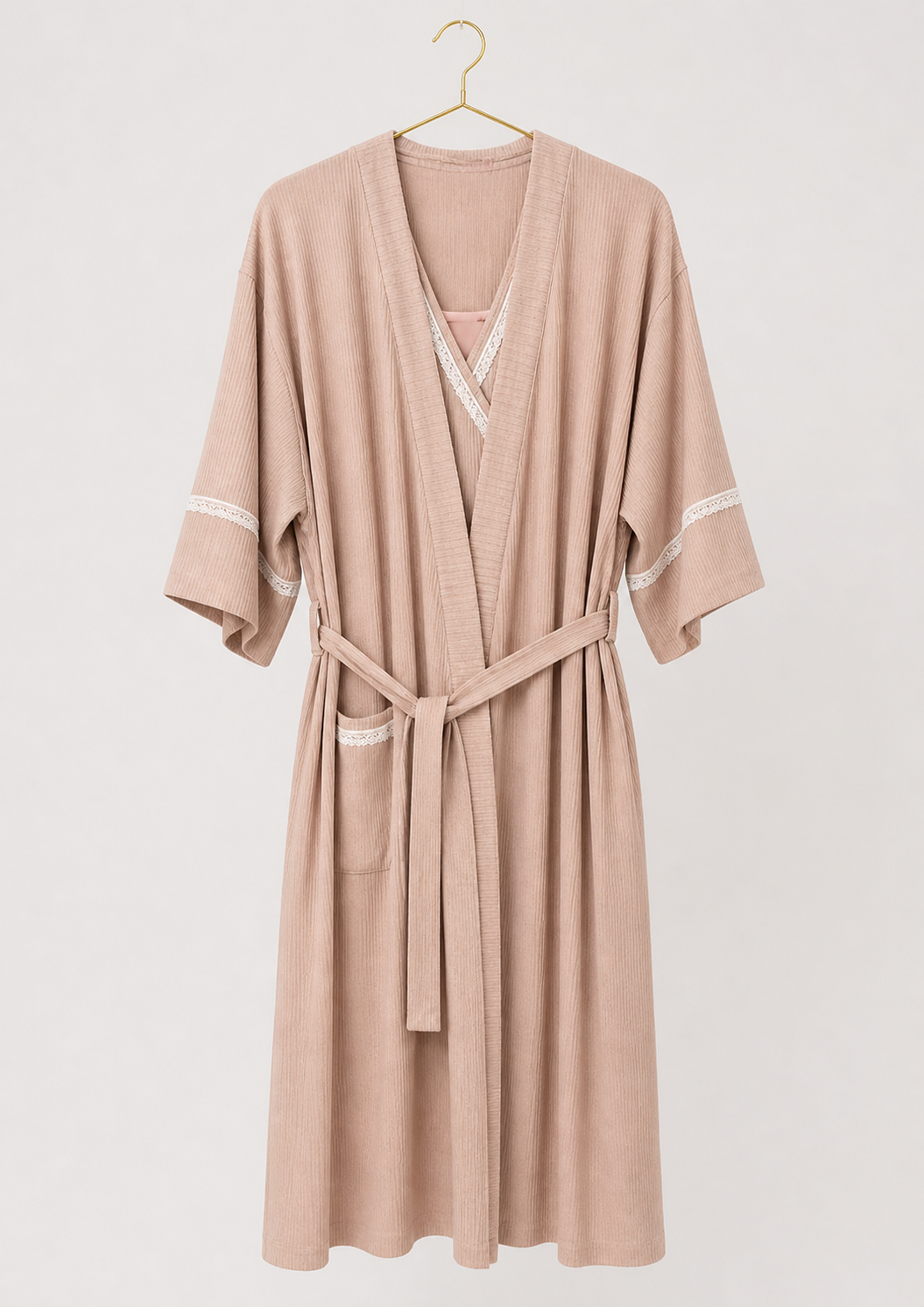 Maternal Robe Set: Short Sleeve Nighty And Long Robe