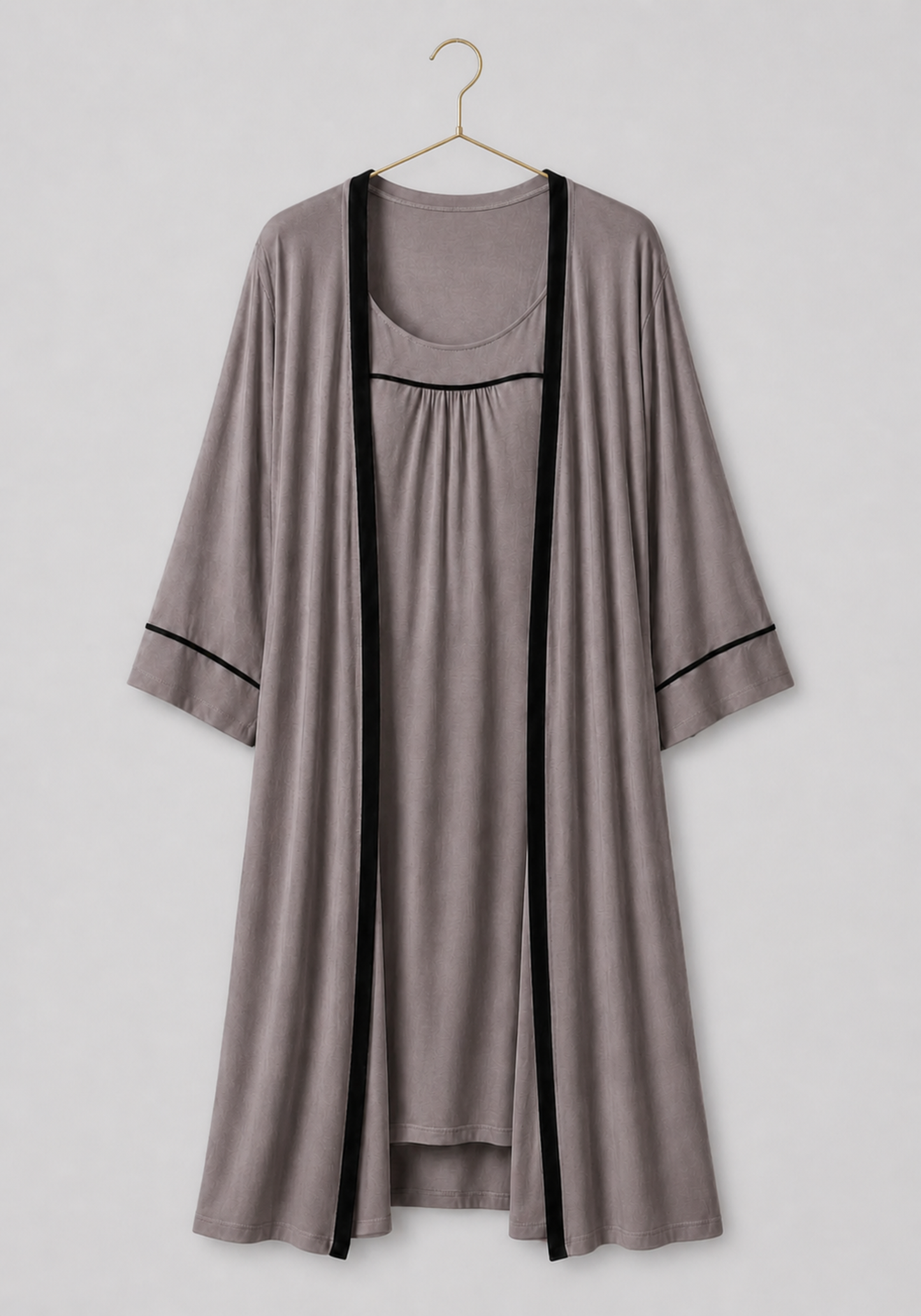 Plain Comfortable Viscose Lycra Shoulder Strap Soft Short Nighty And Robe Set