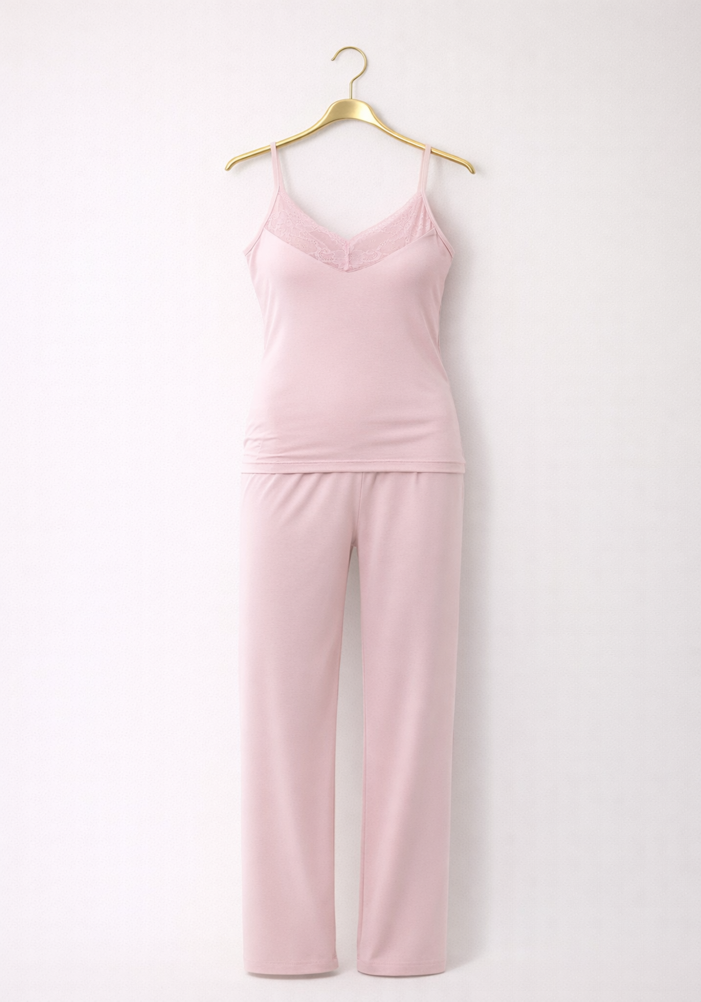 3 Pieces Set: Viscose Shoulder Strap Plain Pajamas And Satin Printed Robe