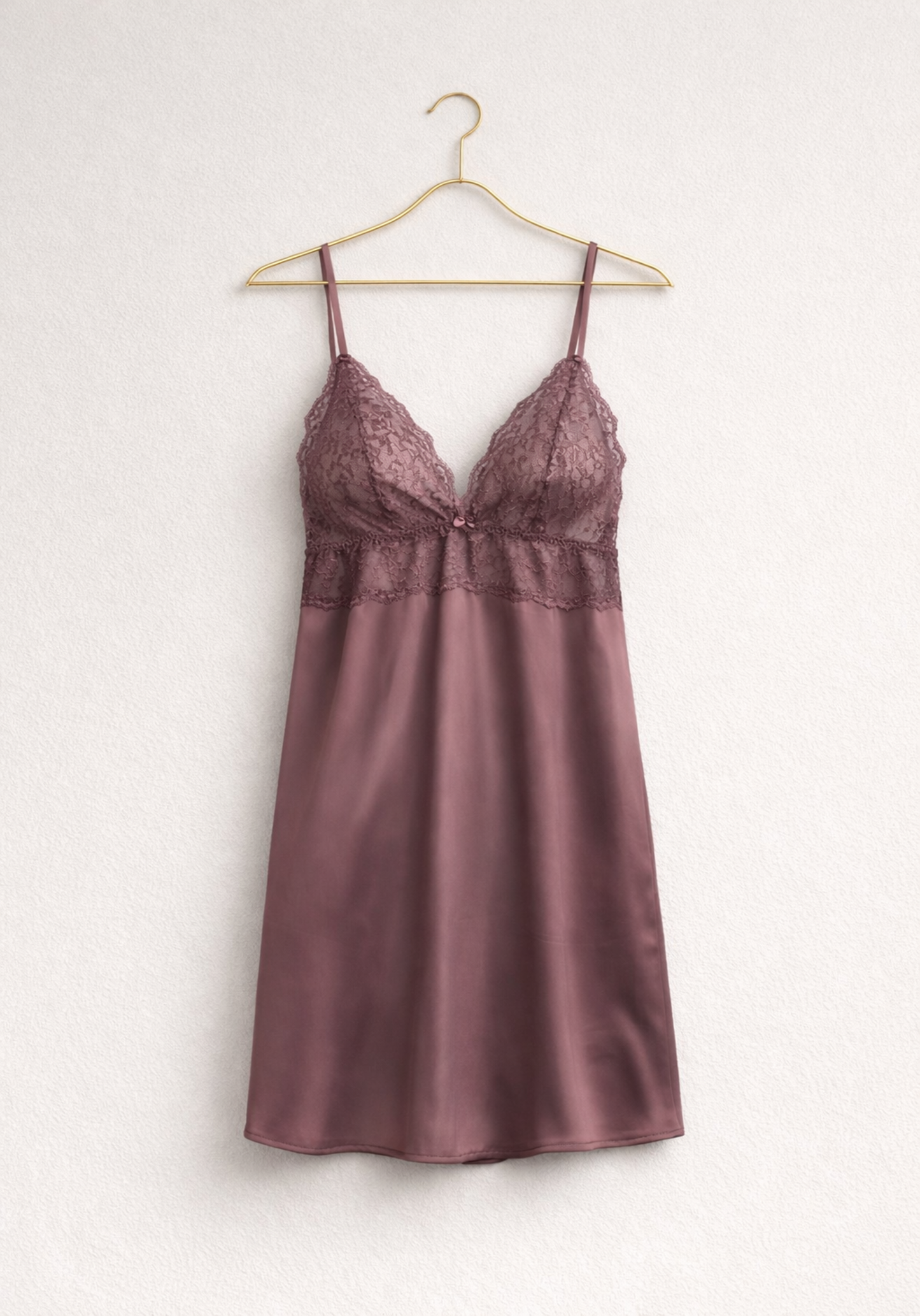 Satin Shoulder Strap Dantel Cup Nighty