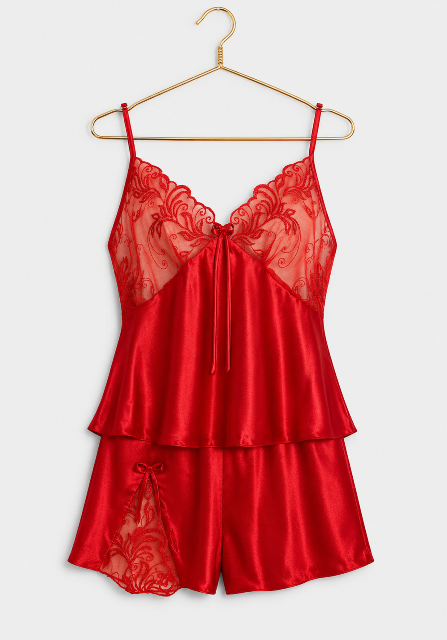 Cami Short Set: Shoulder Strap Satin Cami And Short Set