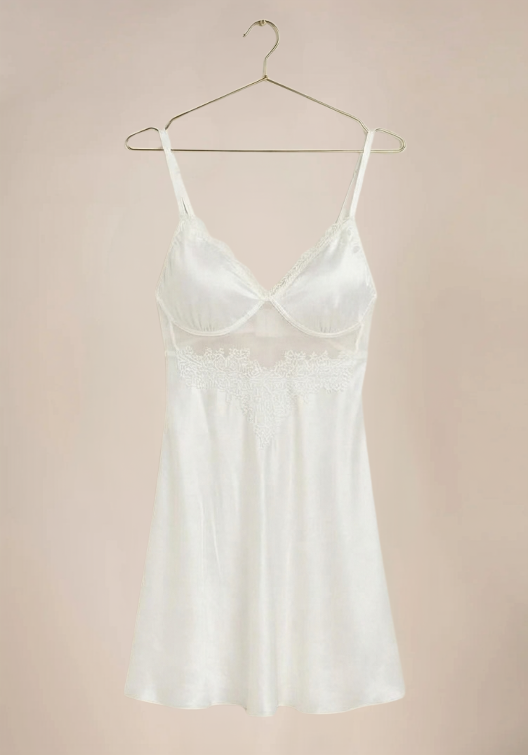 Shoulder Strap Padded Cups Slip And Robe With Lace Detail