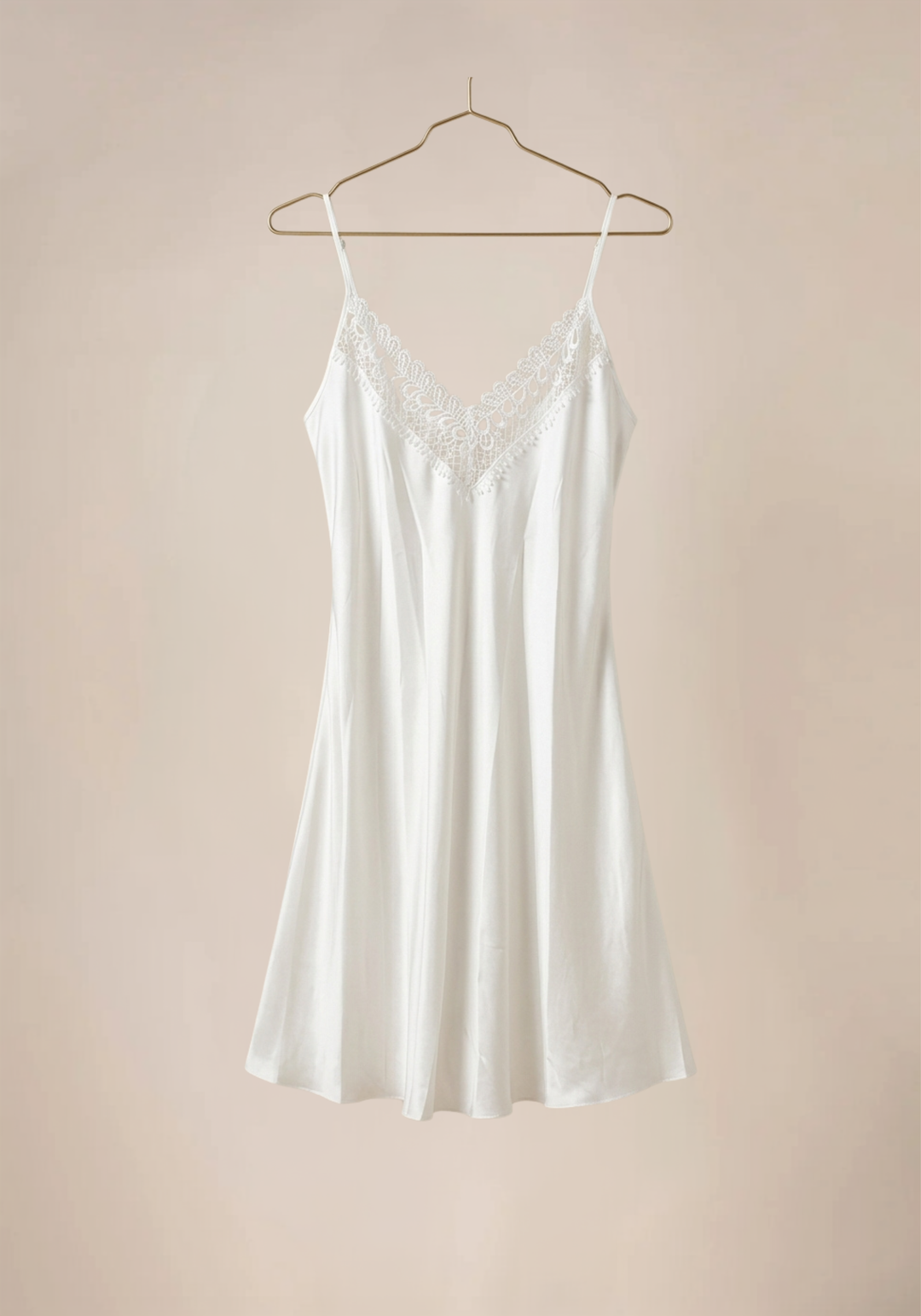Shoulder Strap Slip And Short Chiffon Robe With Lace Detail