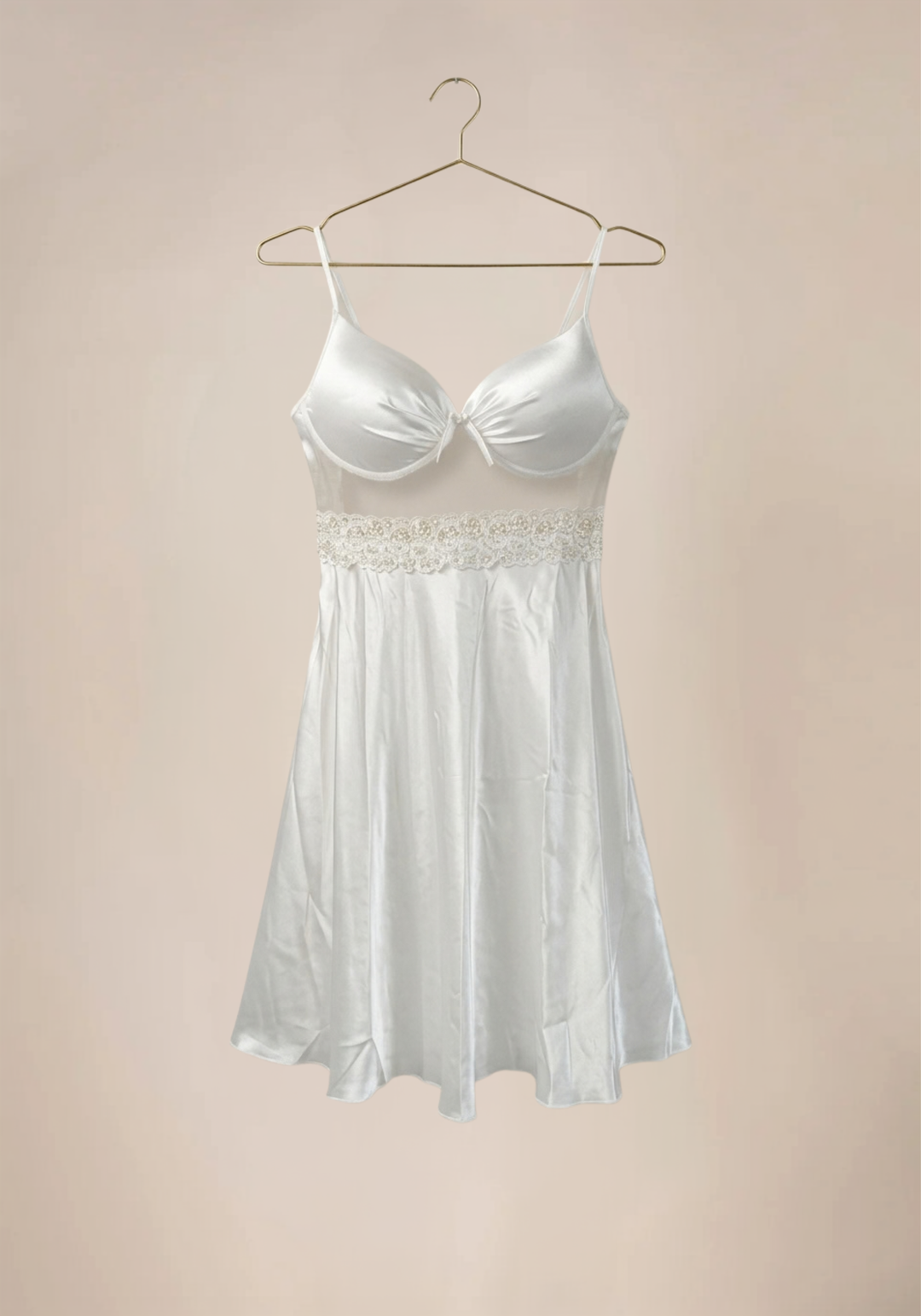 Shoulder Strap Slip And Short Robe With Lace Detail