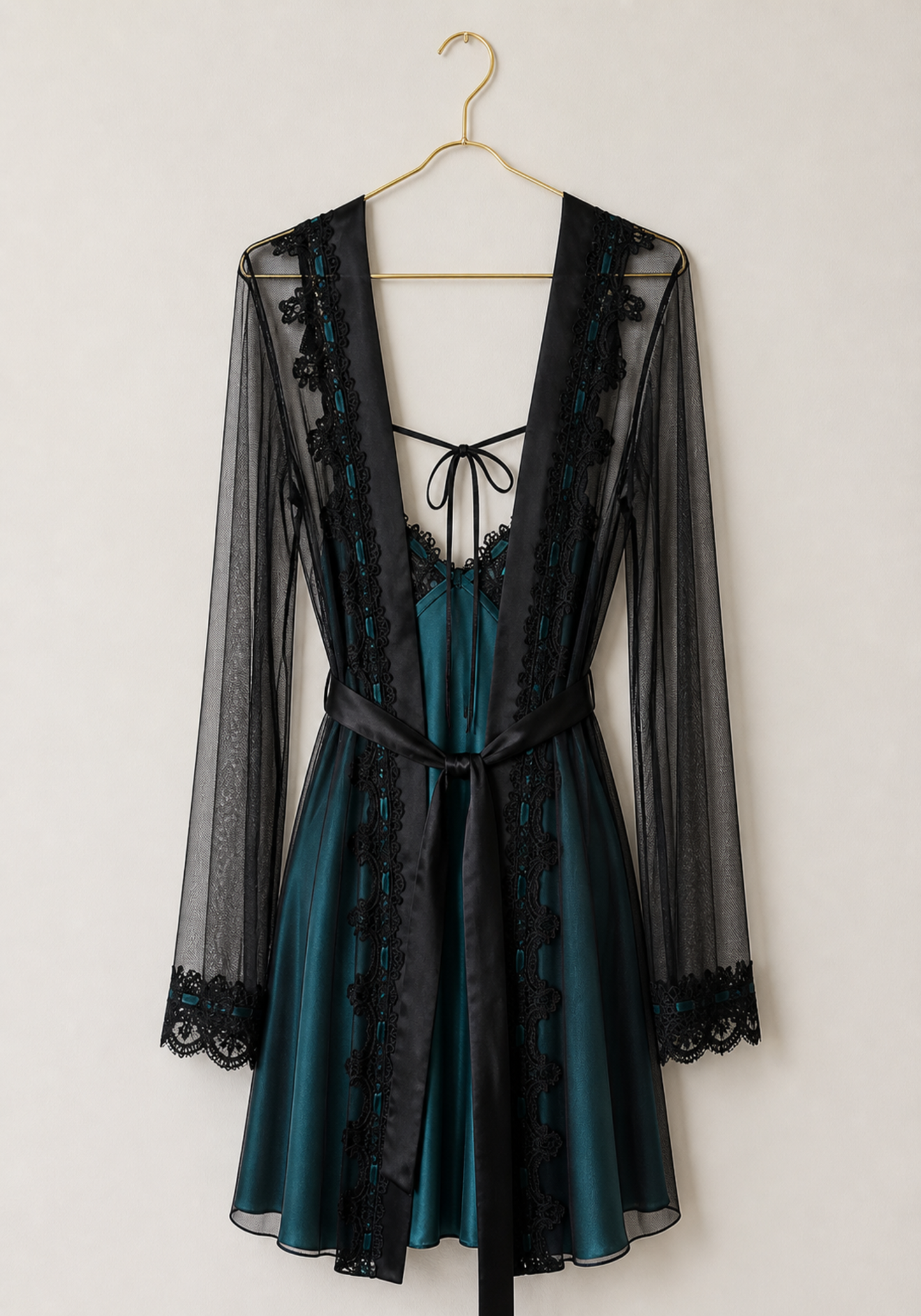 Schiffon Satin Robe Set: Satin Nighty And Schiffon Robe