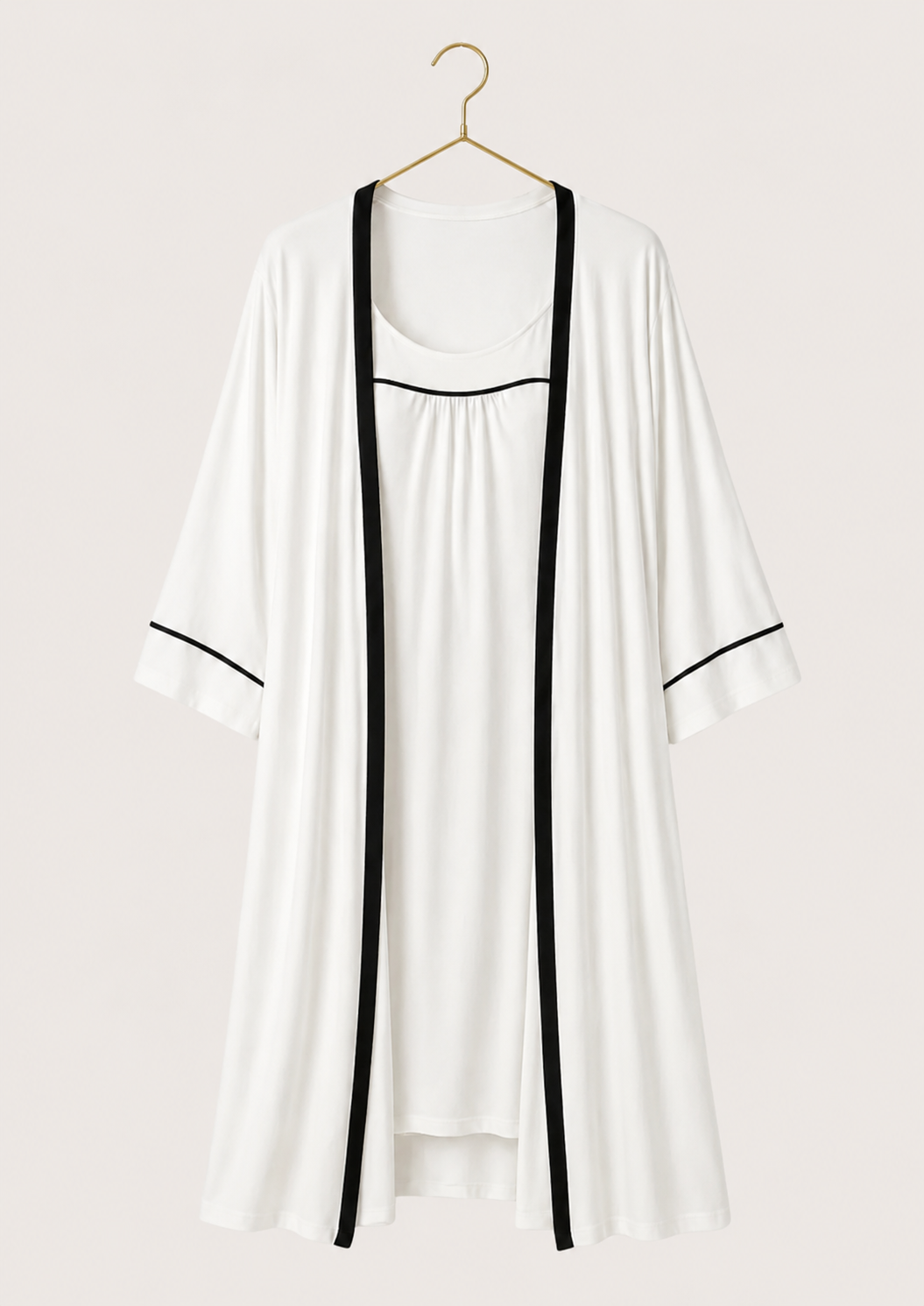 Plain Comfortable Viscose Lycra Shoulder Strap Soft Short Nighty And Robe Set