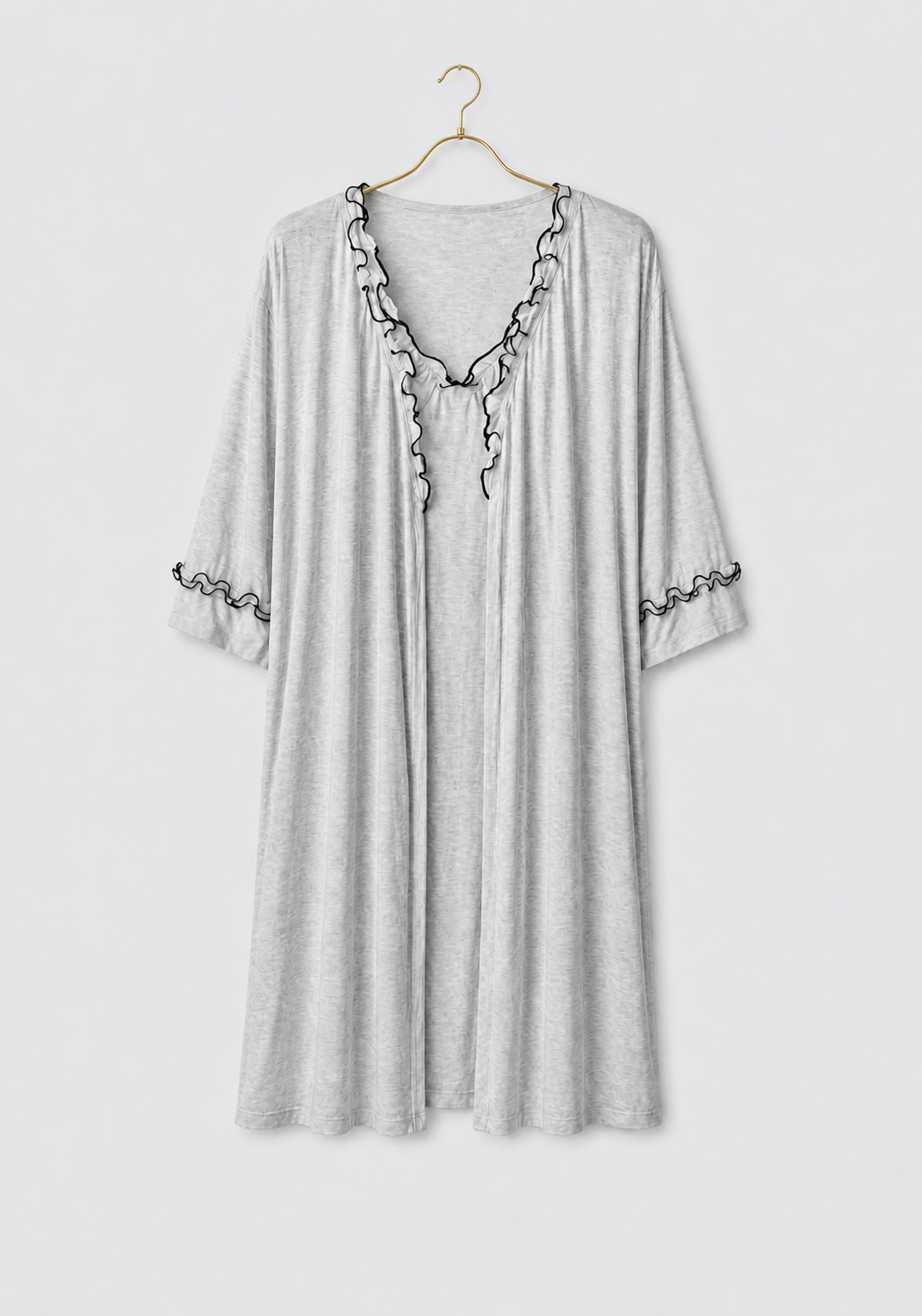 Plain Comfortable Viscose Lycra Shoulder Strap Soft Short Nighty And Robe Set