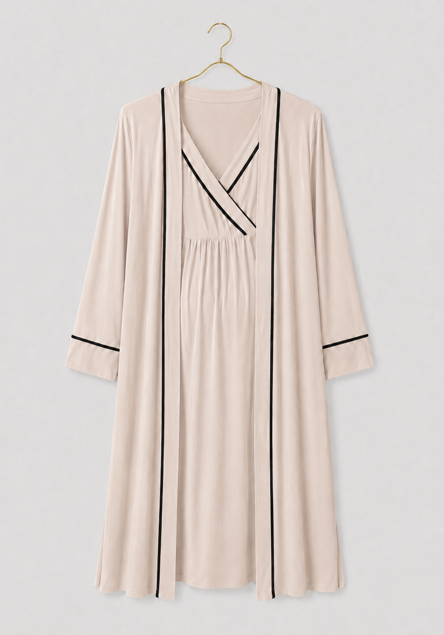 Plain Comfortable Viscose Lycra Short Sleeve Soft Short Nighty And Robe Set