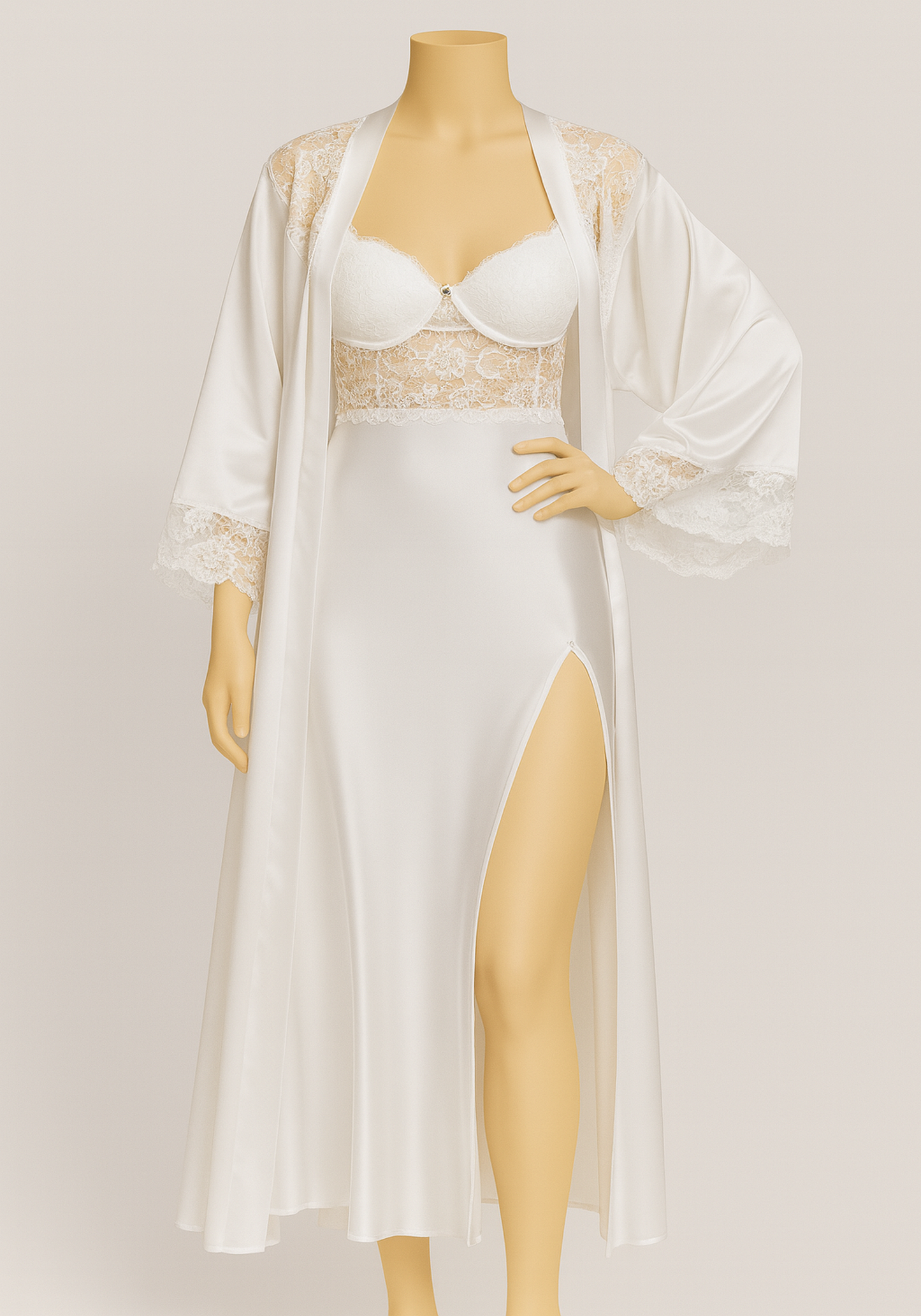 LNGR Satin Long Robe Set
