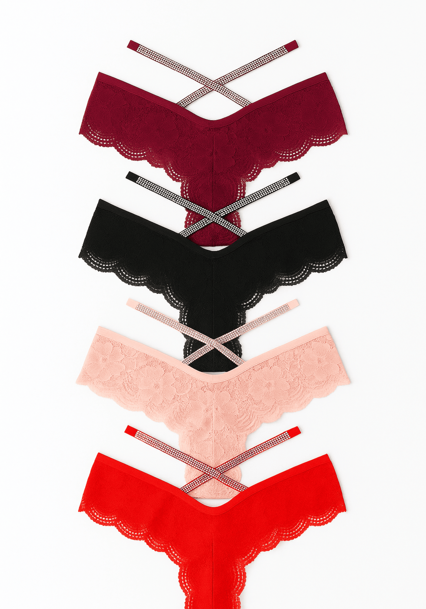 Front Back X-Strap V-Lace Panties