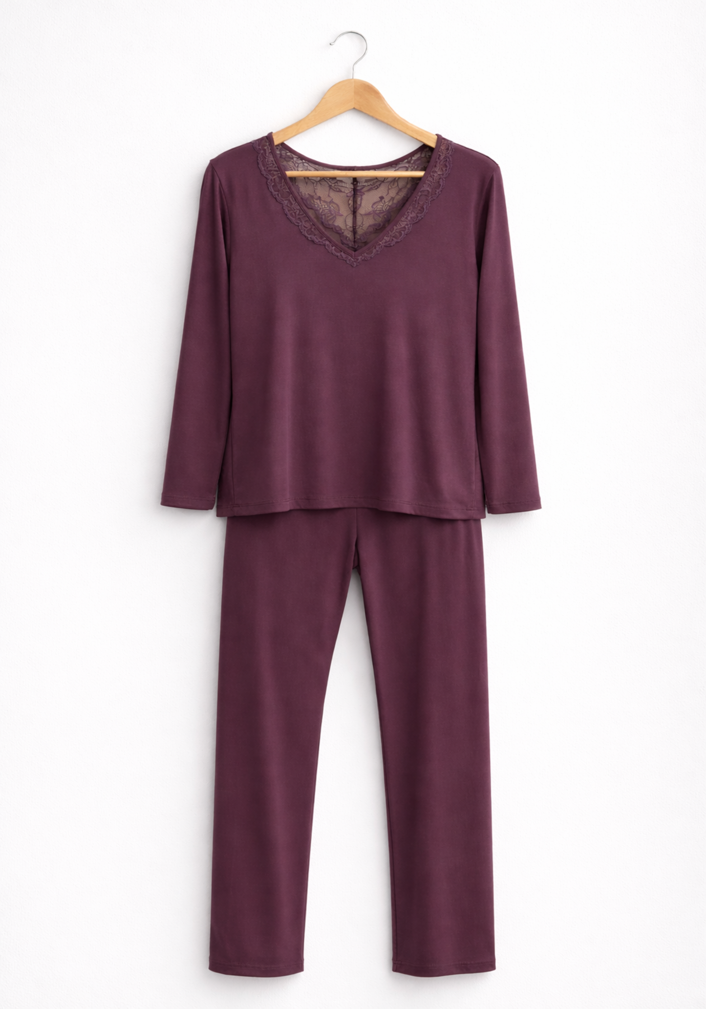 S&L Long Sleeve Lace Cotton Pajama