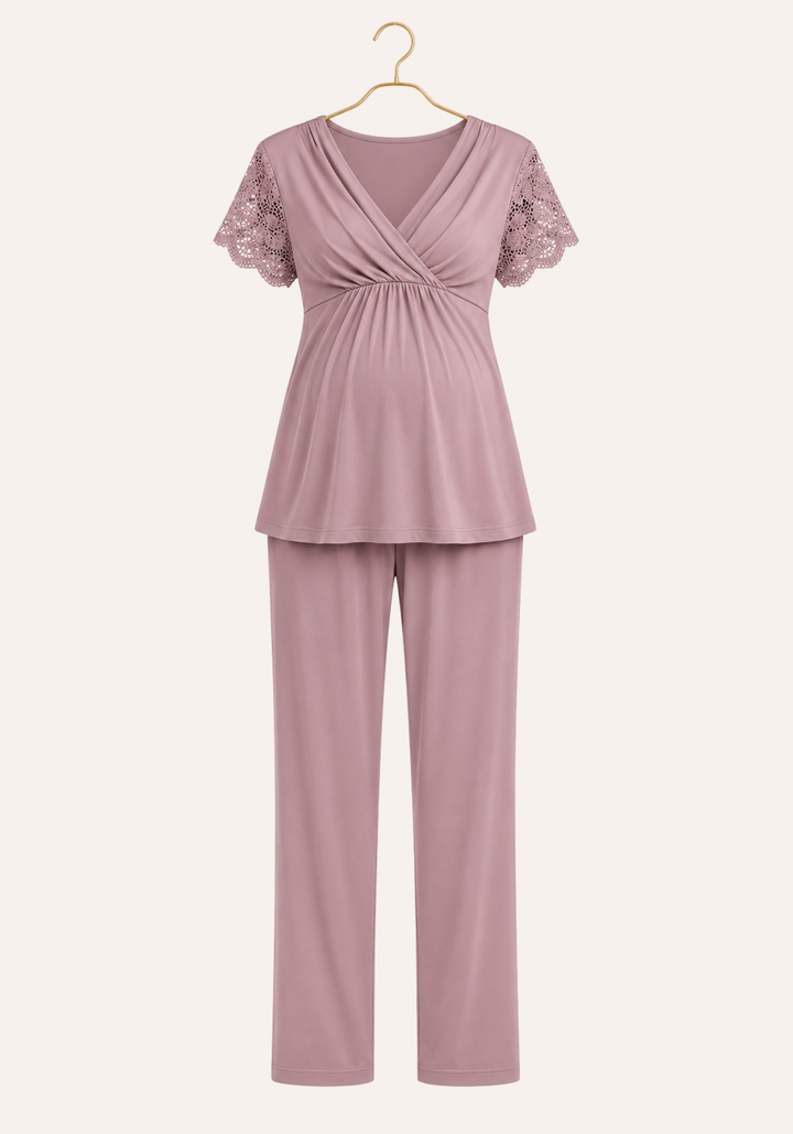 Plain Short Sleeve And Pant Pajamas