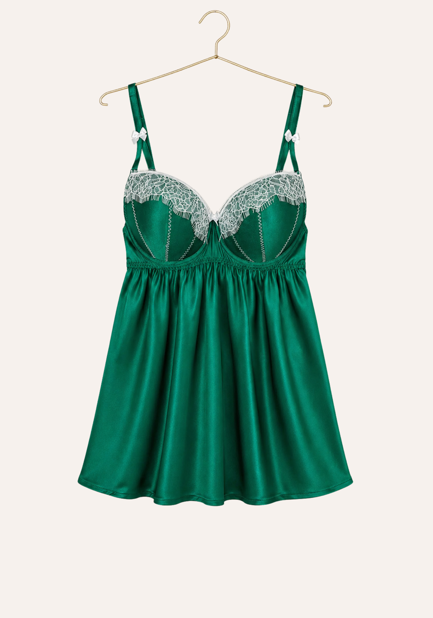 Satin Babydoll With Laced Padded Cups