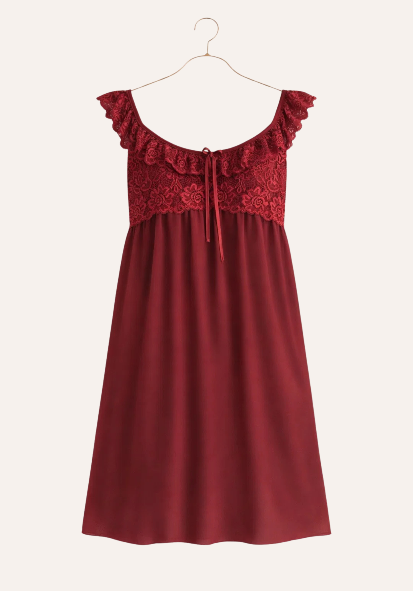 Schiffon Short Nighty With Dantel Breast Area
