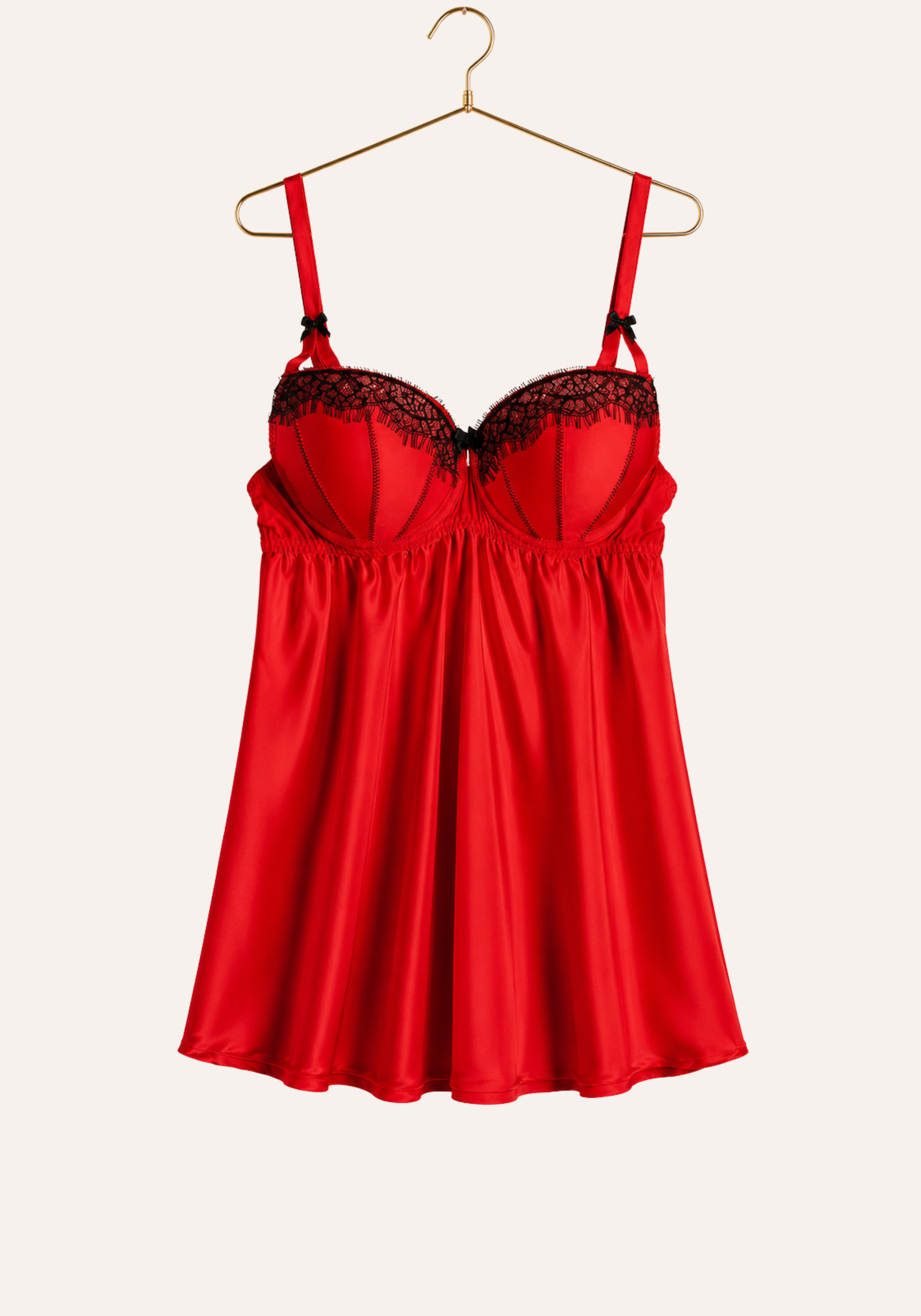Satin Babydoll With Laced Padded Cups