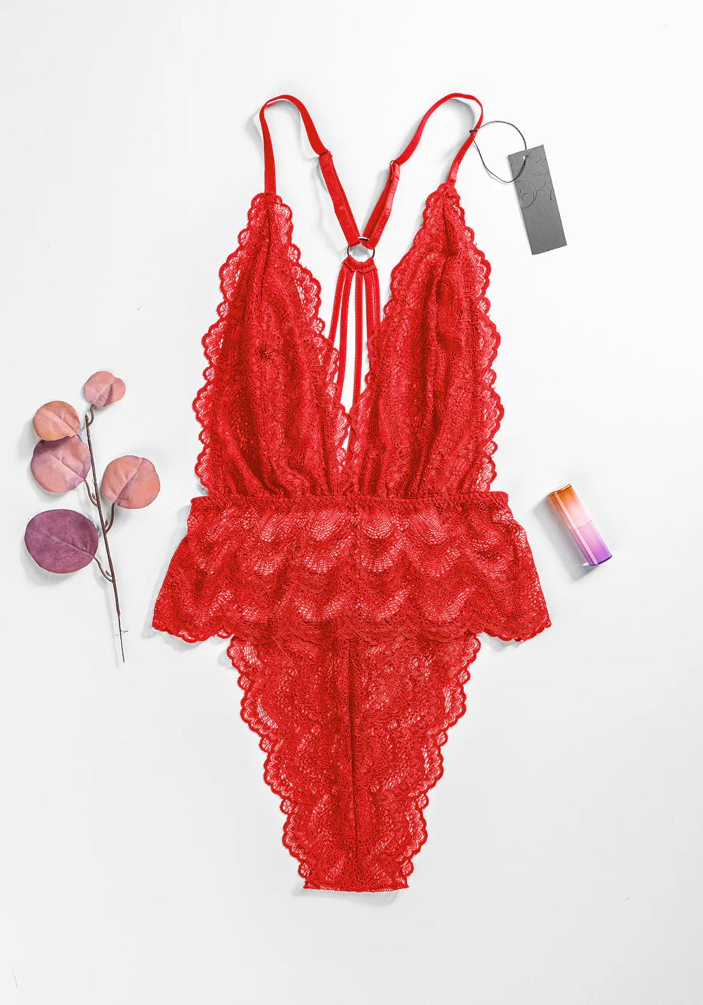 Lingerie Teddies: Full Dantel Bodysuit With Multiple Straps At The Back