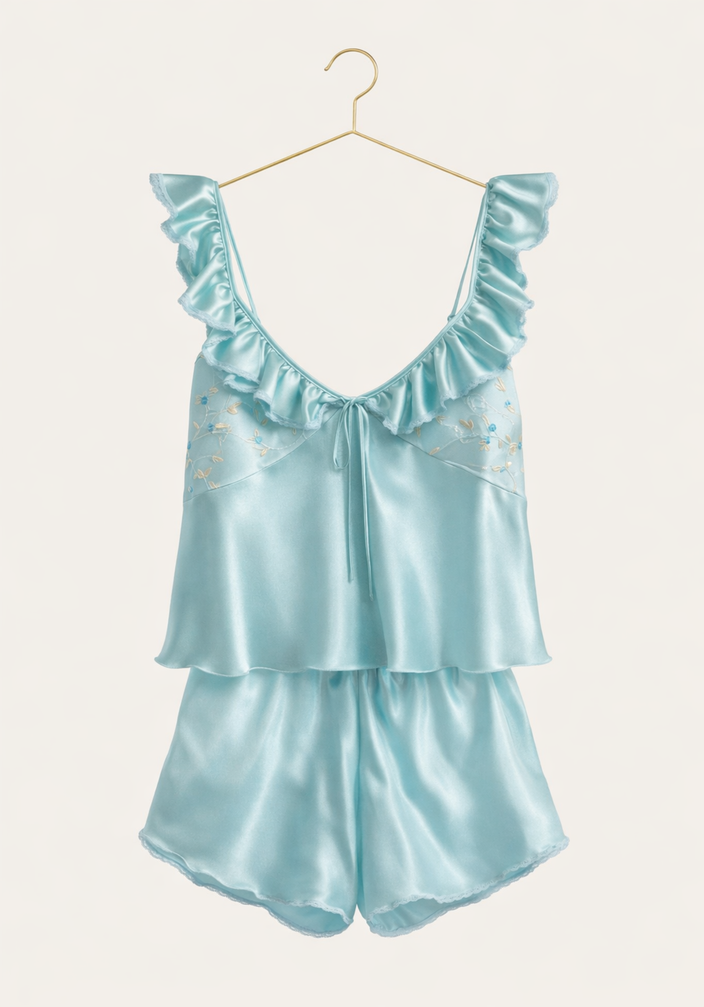 Satin Short Set: Top And Shorts