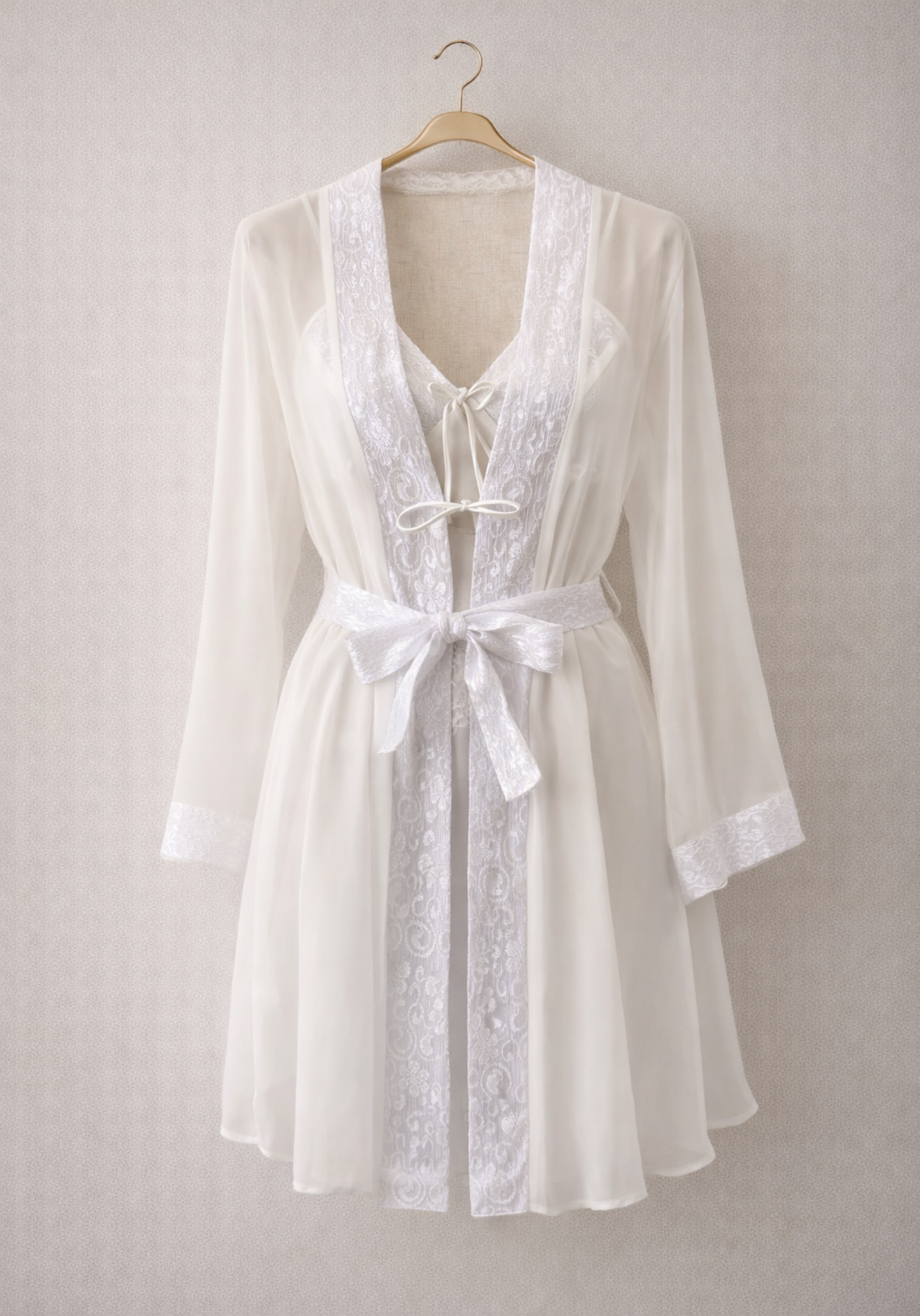 Bridal Schiffon Satin Short Robe Set