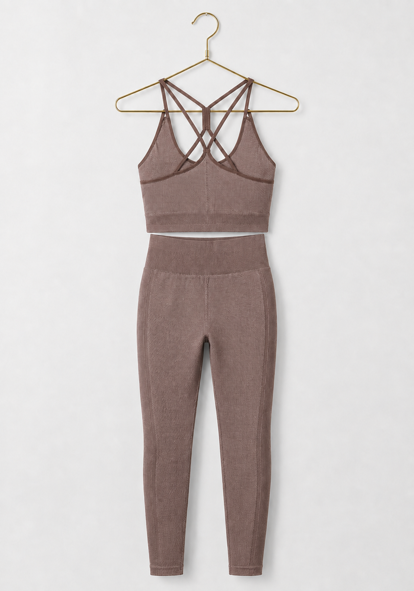 Sports Shaper Set: Shoulder Strap Sports Bra Top And Hi Waist Leggings Shaper