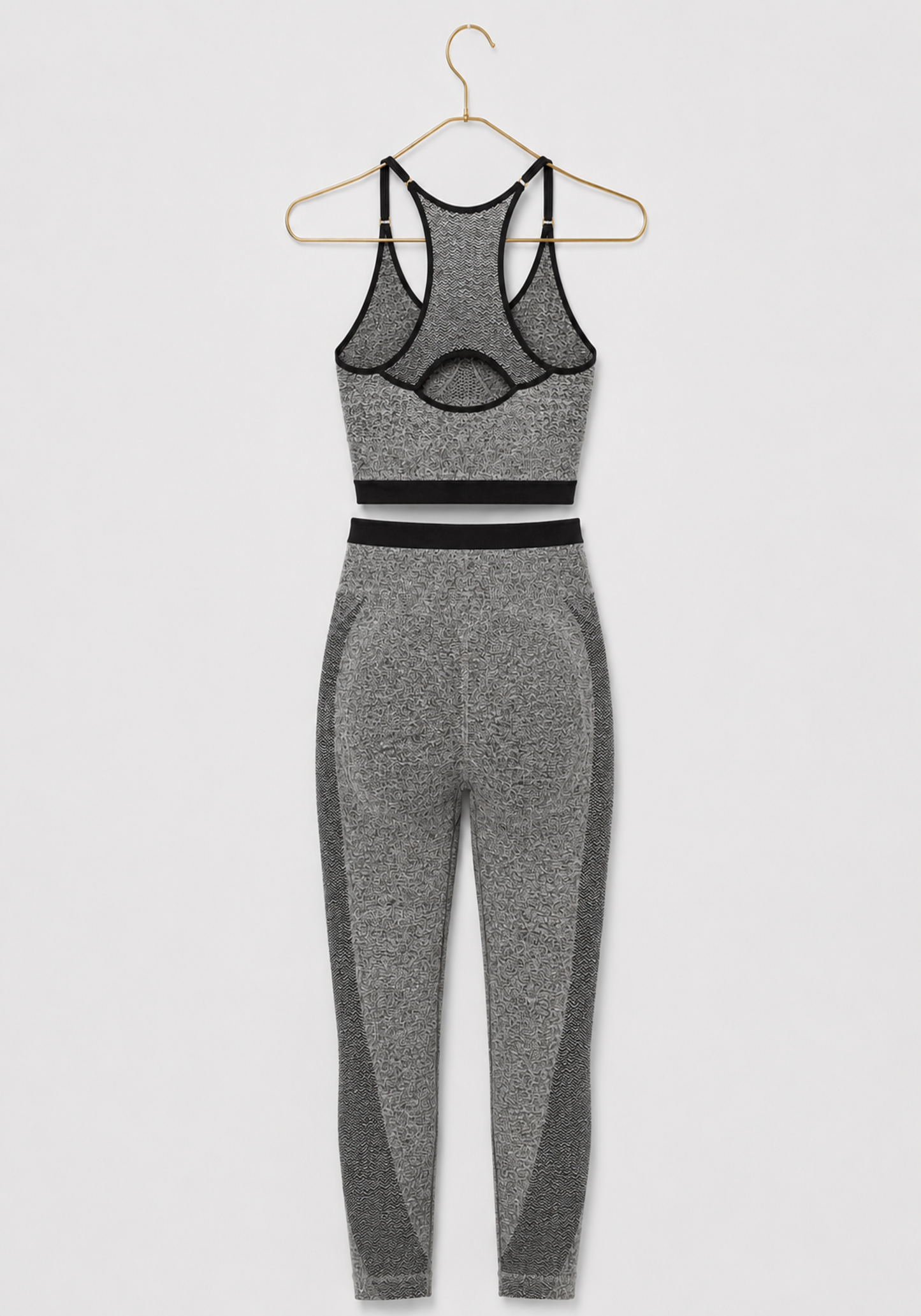 Sports Shaper Set: Shoulder Strap Sports Bra Top And Hi Waist Leggings Shaper