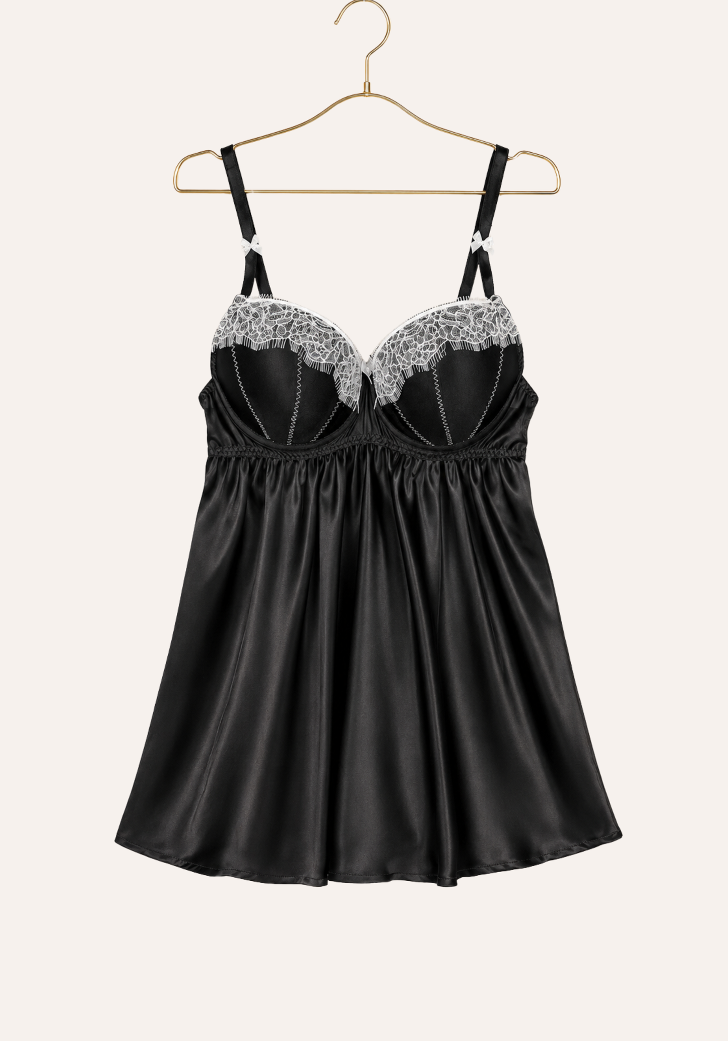 Satin Babydoll With Laced Padded Cups