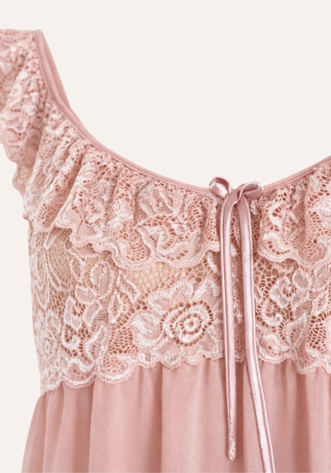 Schiffon Short Nighty With Dantel Breast Area