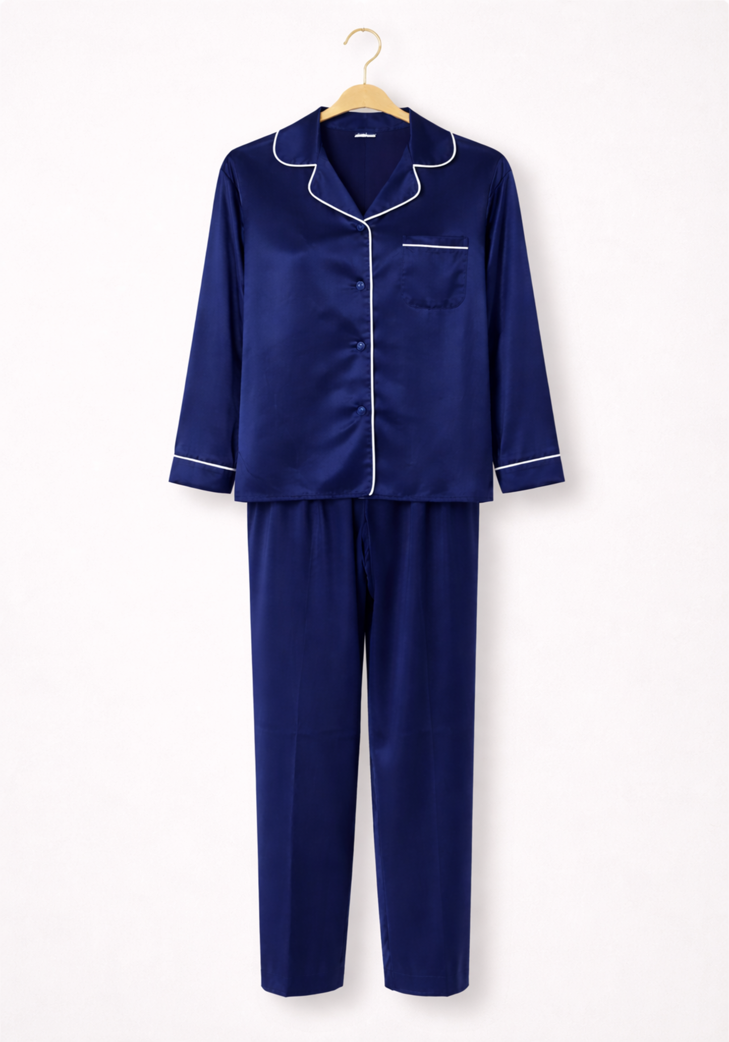 Satin Collar Button Long Sleeve Pajamas