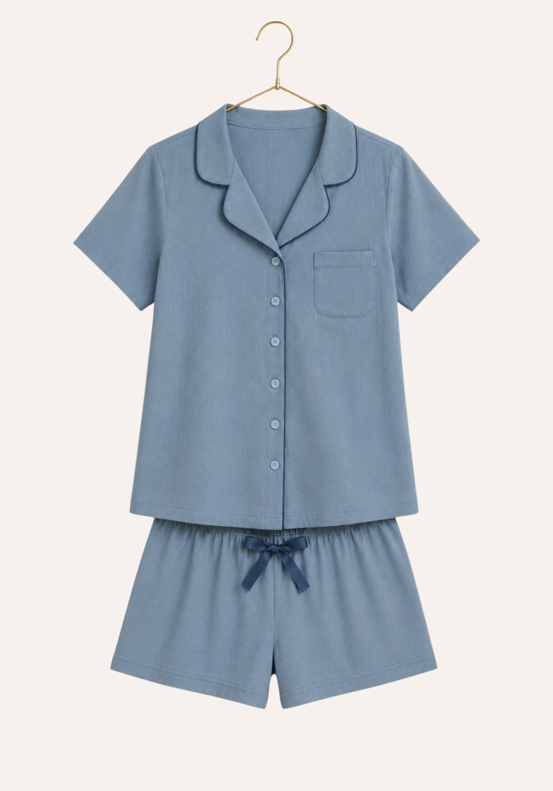 Collar Button Short Sleeve Short Set
