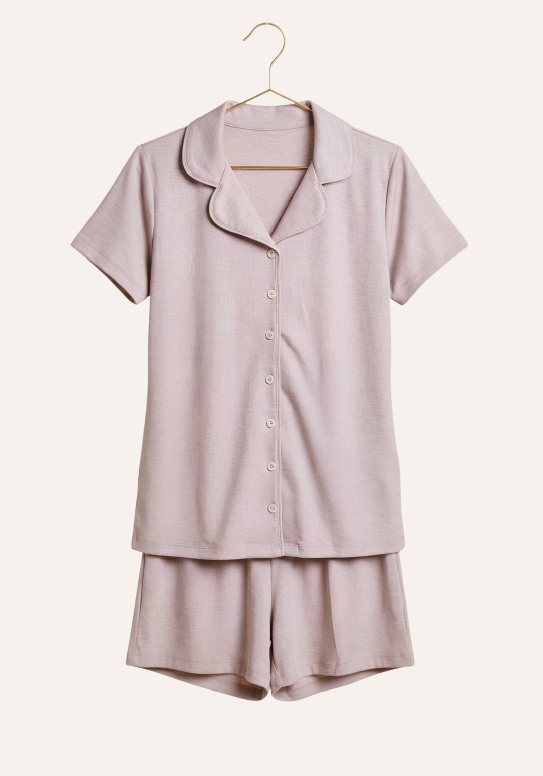 Collar Button Short Sleeve Short Set