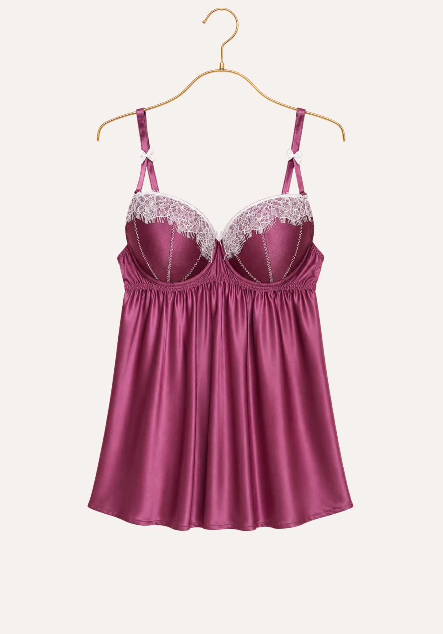 Satin Babydoll With Laced Padded Cups