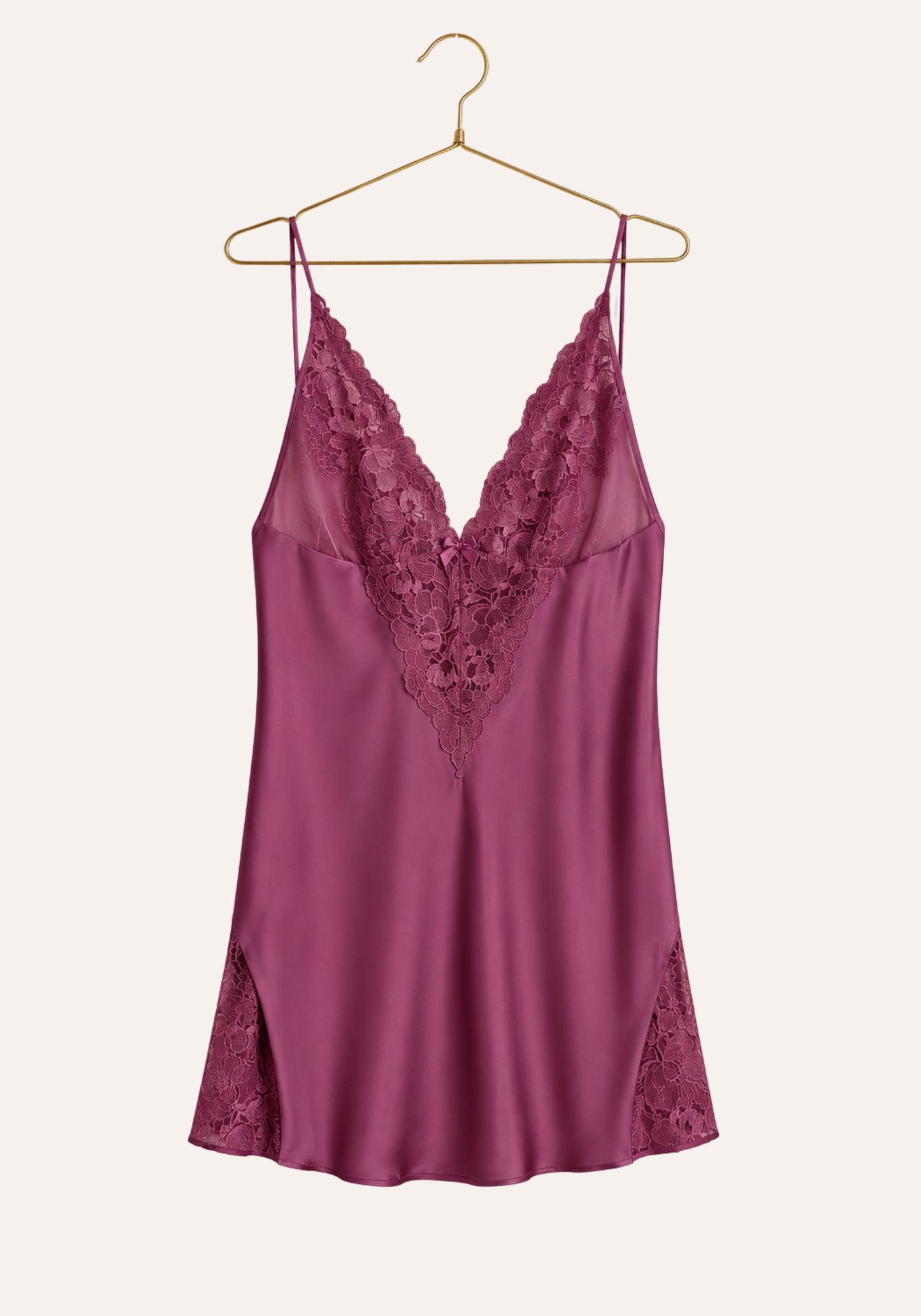 Babydoll: Lace Front Open Back Satin Babydoll With Lace Details On The Sides