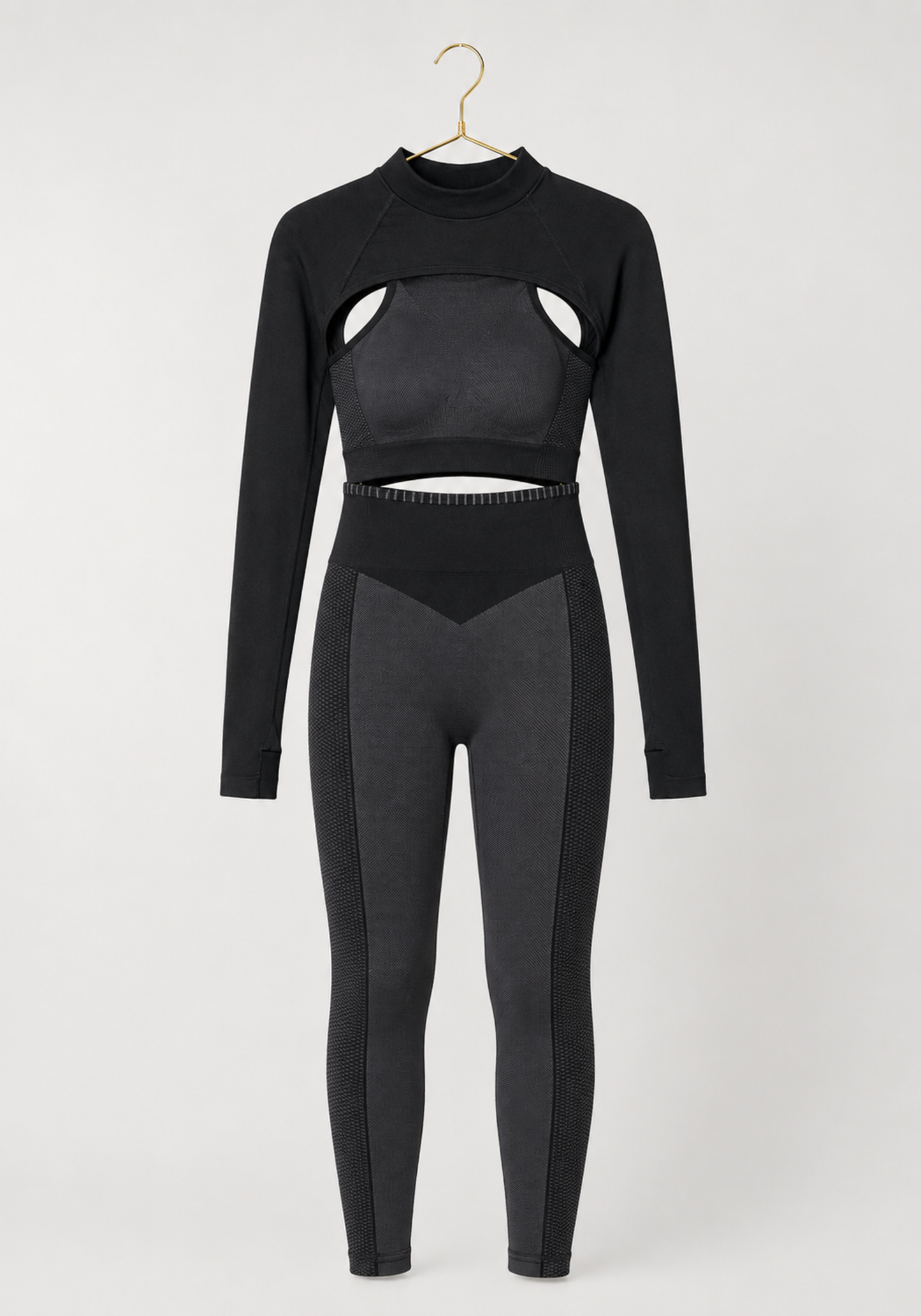 3 Pieces Sports Shaper Set: Shoulder Strap Sports Bra Top And Long Sleeve Arms And Hi Waist Leggings Shaper
