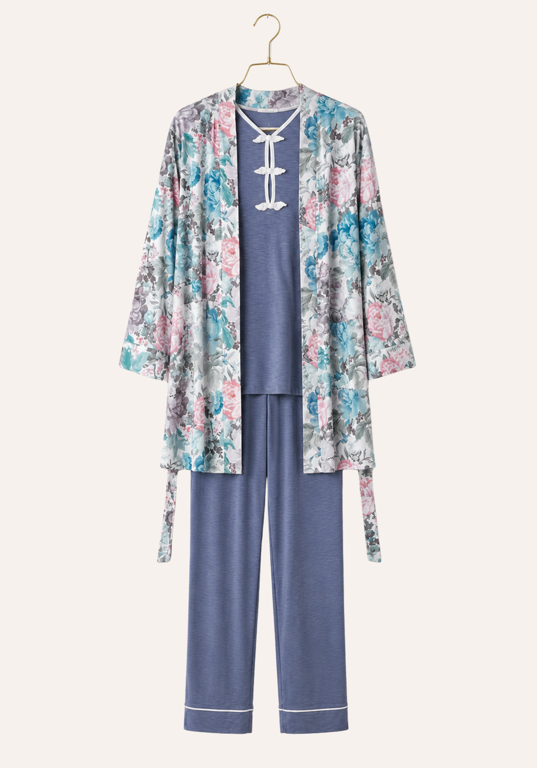 Maternal 3 Pieces Set : Pajamas With Robe