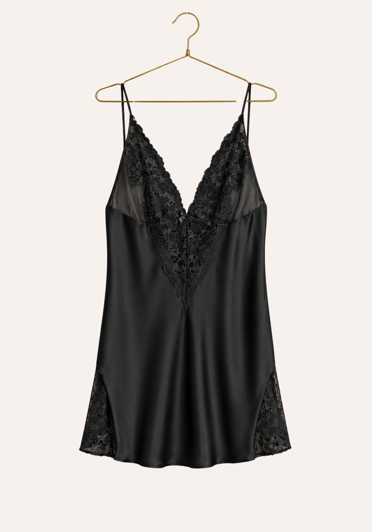 Babydoll: Lace Front Open Back Satin Babydoll With Lace Details On The Sides