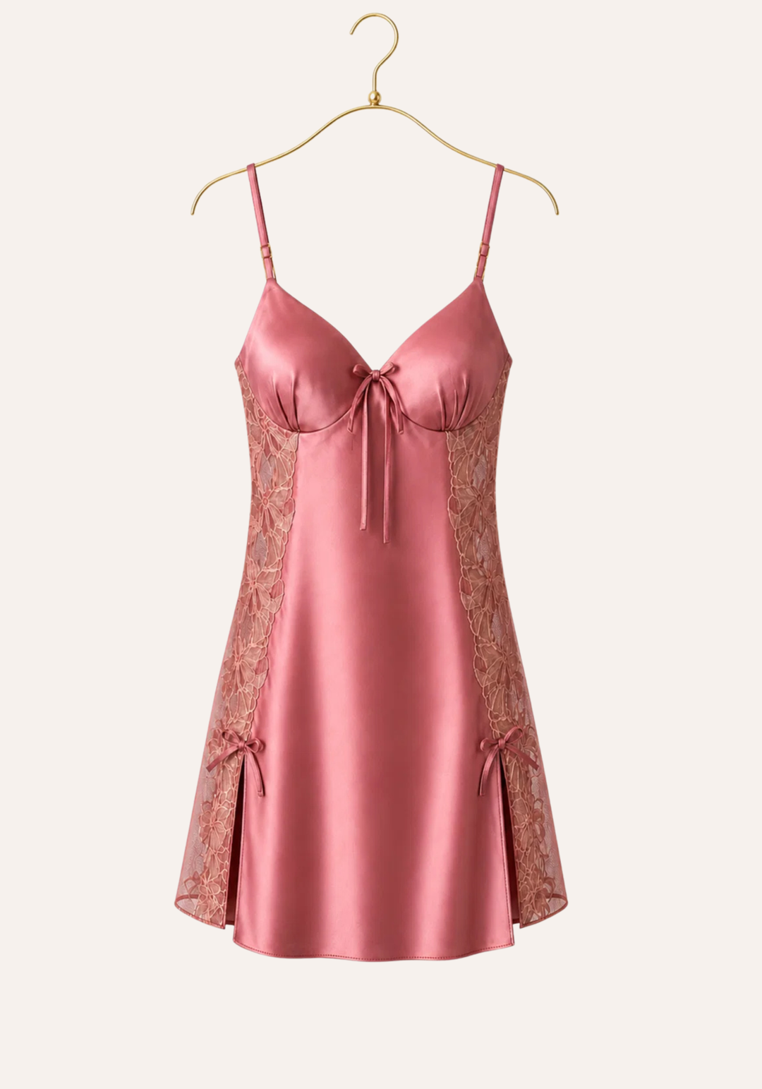 Satin Babydoll: Plain Shoulder Strap Satin Babydoll With Datel And Laces On The Sides