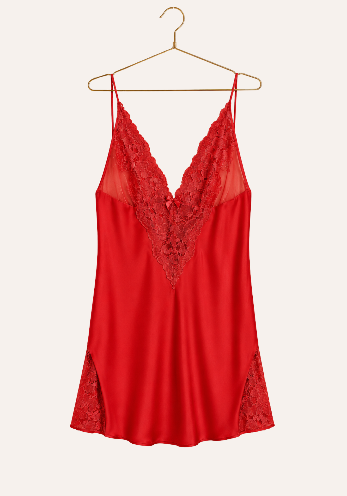 Babydoll: Lace Front Open Back Satin Babydoll With Lace Details On The Sides