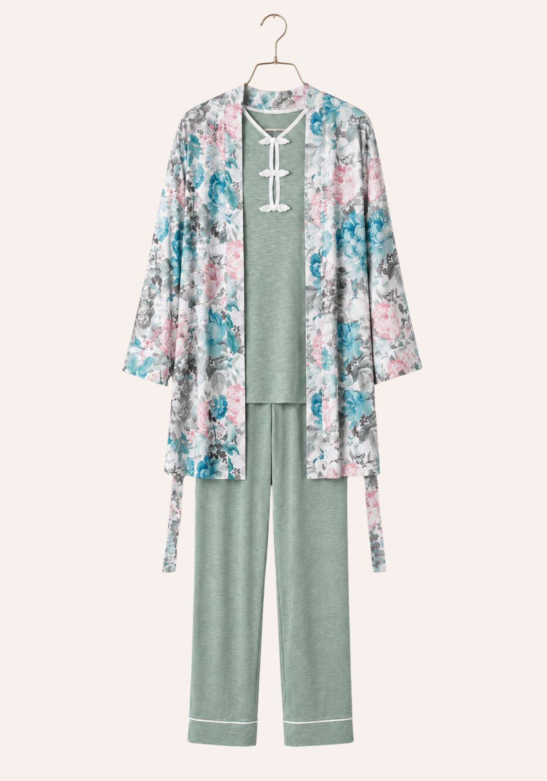 Maternal 3 Pieces Set : Pajamas With Robe